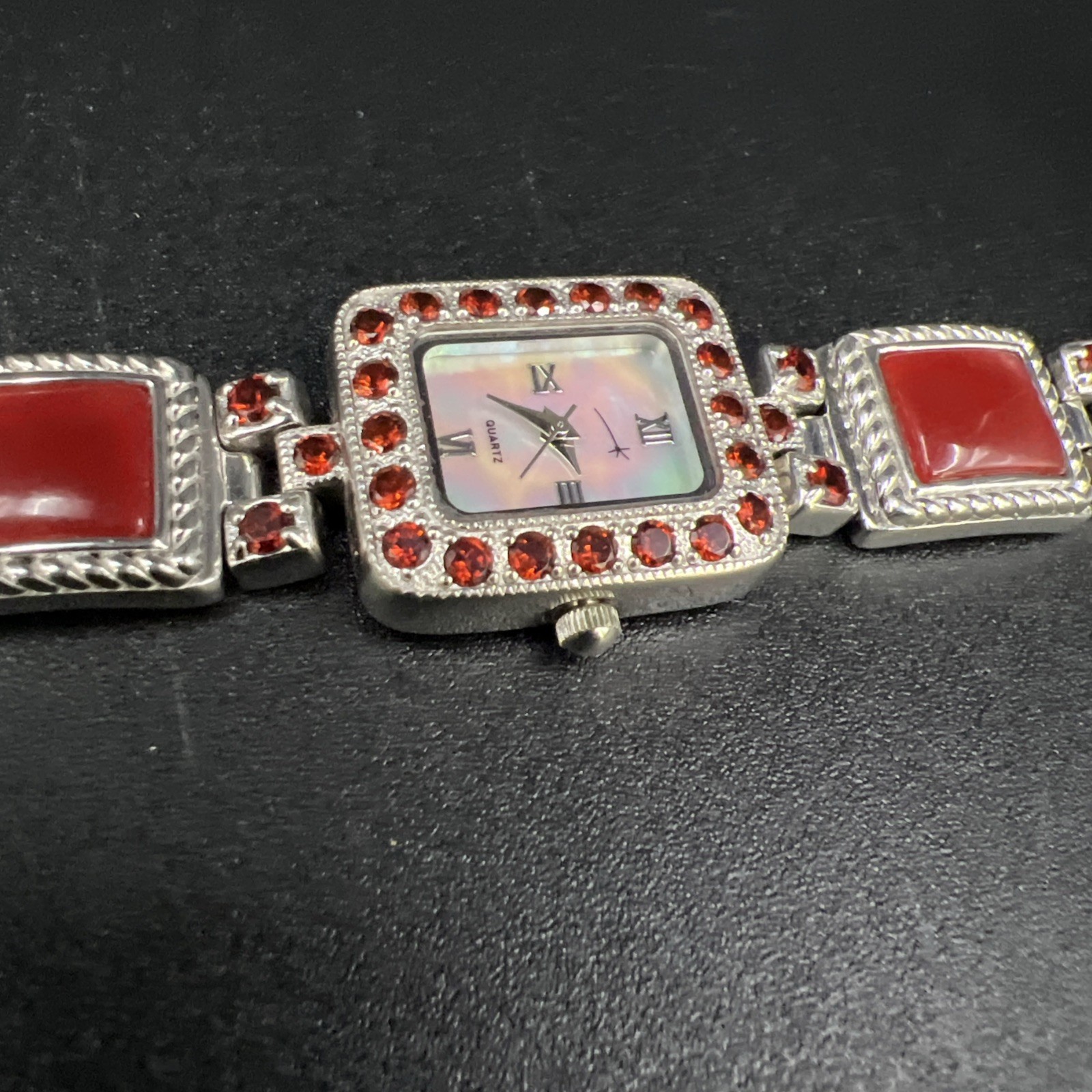 Vintage 2006 Gems 925 Solid Sterling Silver and Multi Gemstone Quartz Watch