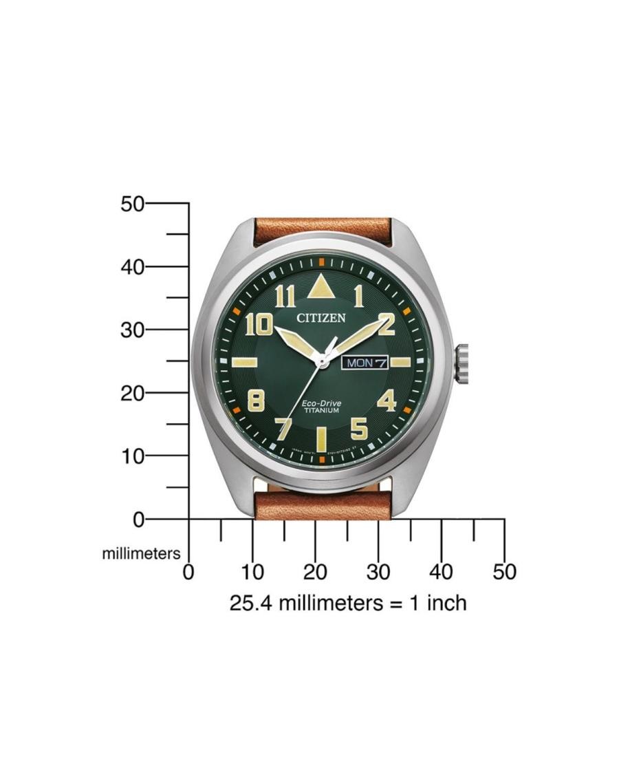 CITIZEN Men Analog Eco-Drive Casual Watch Classic Dress Green Dial Waterproof Ro