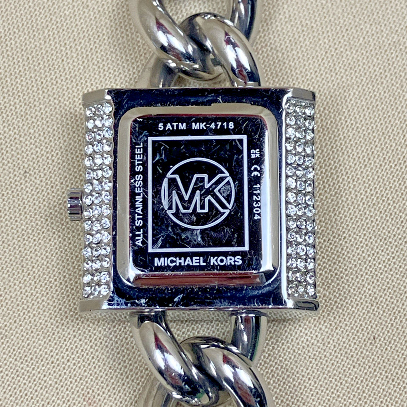 Michael Kors MK Chain Lock White Dial Ladies Watch MK4718 AS IS NEEDS BATT $250