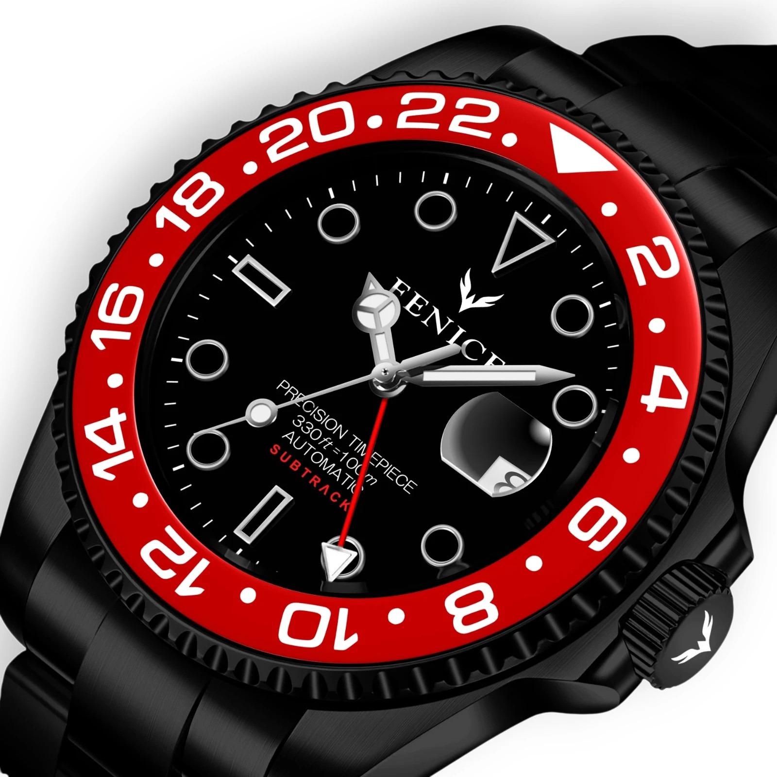 Phoenix Subtrack El Diablo Noir GMT 10ATM Automatic Watch with NH34A Movement