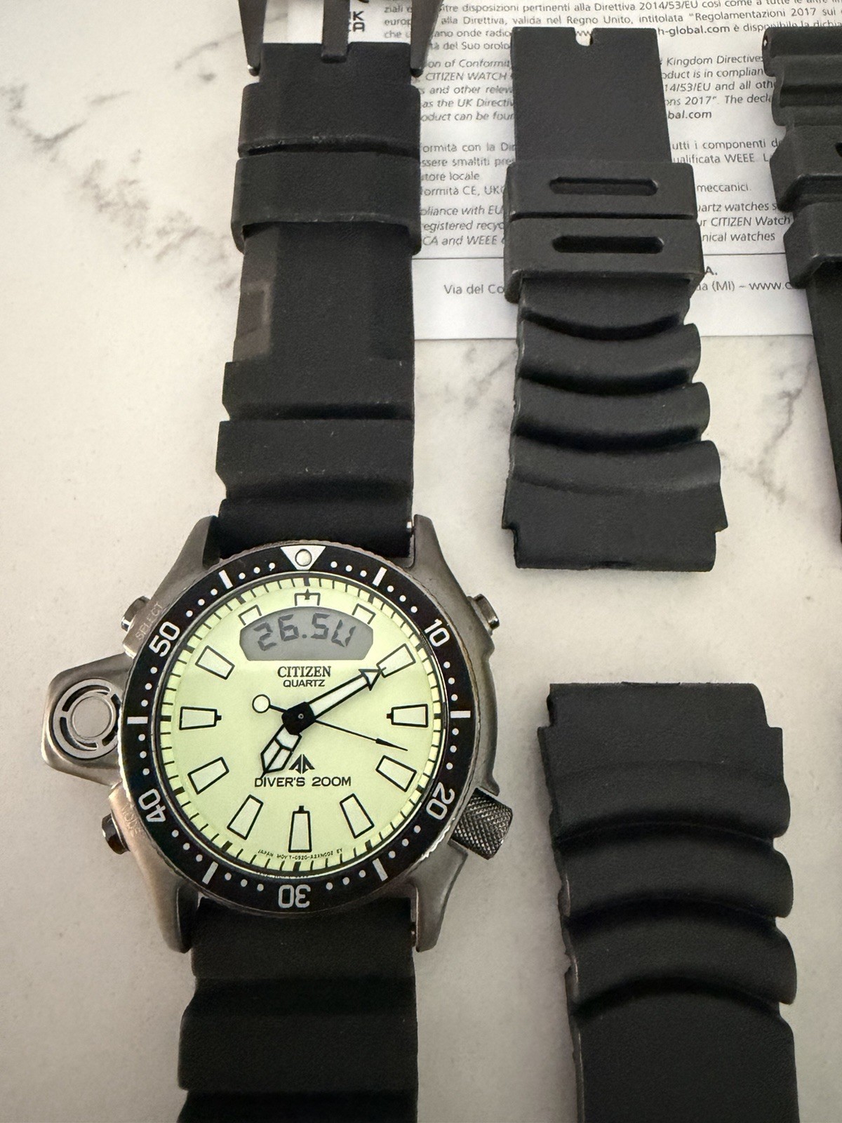 Citizen Promaster Aqualand Full Lume Dial JP2007-17W LK/NW B/P Straps Scuba Case
