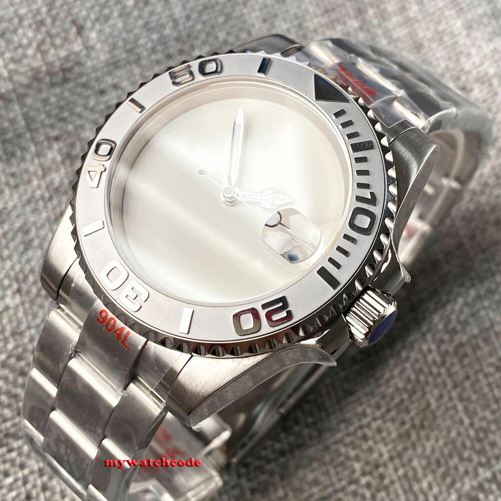 40mm Bliger Blank Black White Blue dial NH35 Automatic Mens Watch Sapphire glass