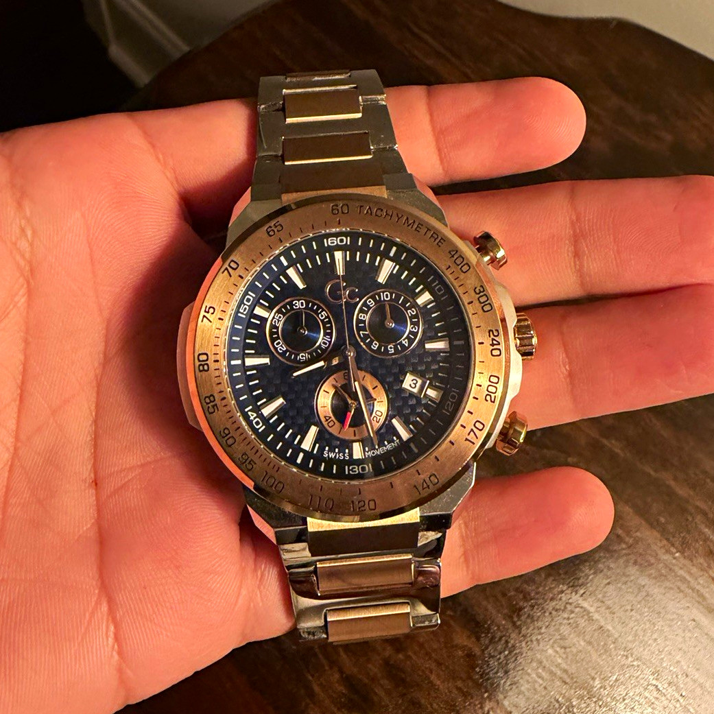 Gc Guess Collection Swiss Movement Chronograph Two-Tone Rose Gold Watch