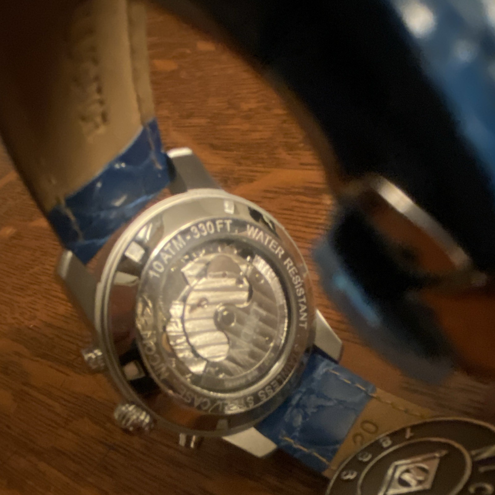 Nicolet 1886 Master Calendar Automatic Watch Blue Leather Strap Blue Dial
