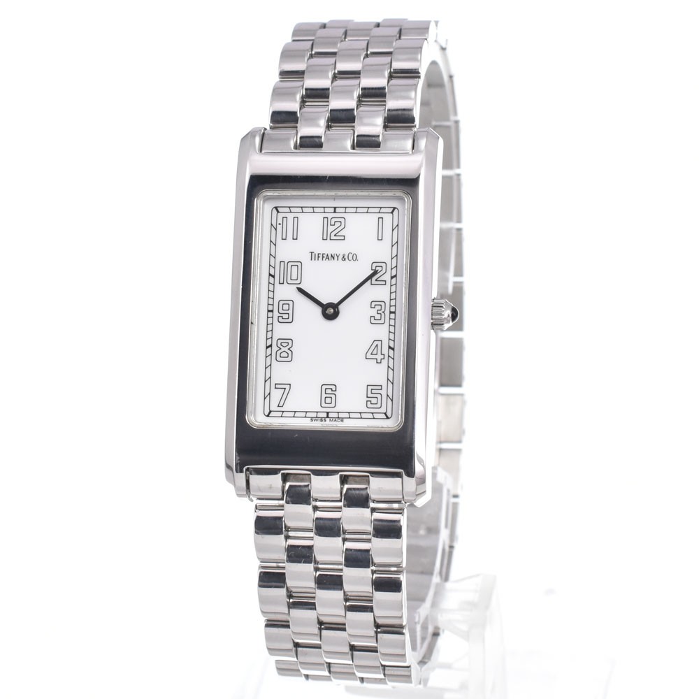TIFFANY&Co. classic rectangular SS white Dial Quartz Men’s Watch A#149449