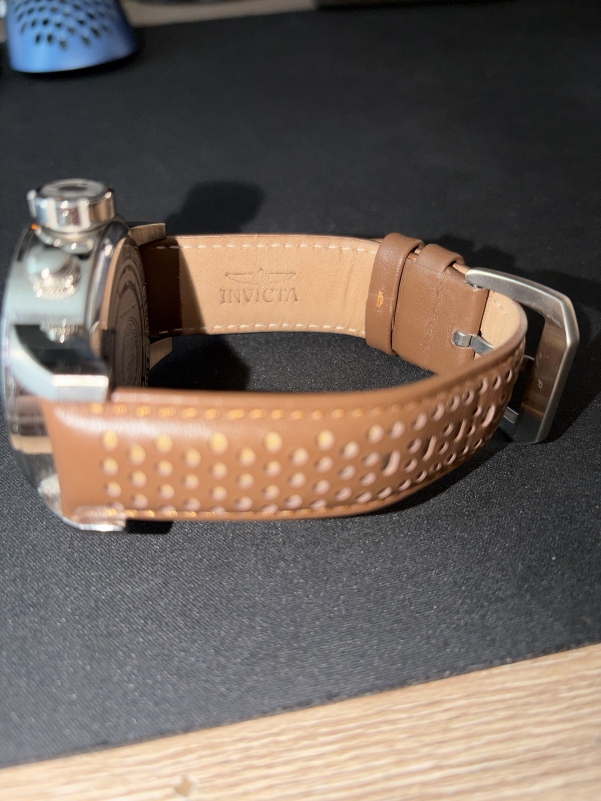 Invicta S1 Men’s Quartz Chronograph Watch Silver Case Brown Leather Strap 100m