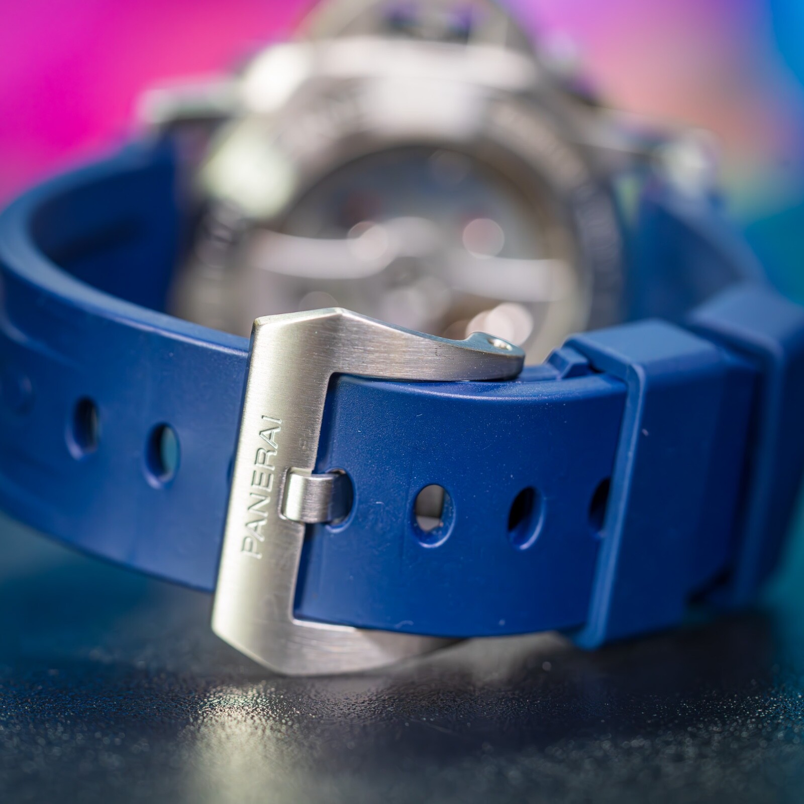 Panerai Luminor 44mm Box and Papers Blue Dial Rubber & Leather Strap – PAM01033
