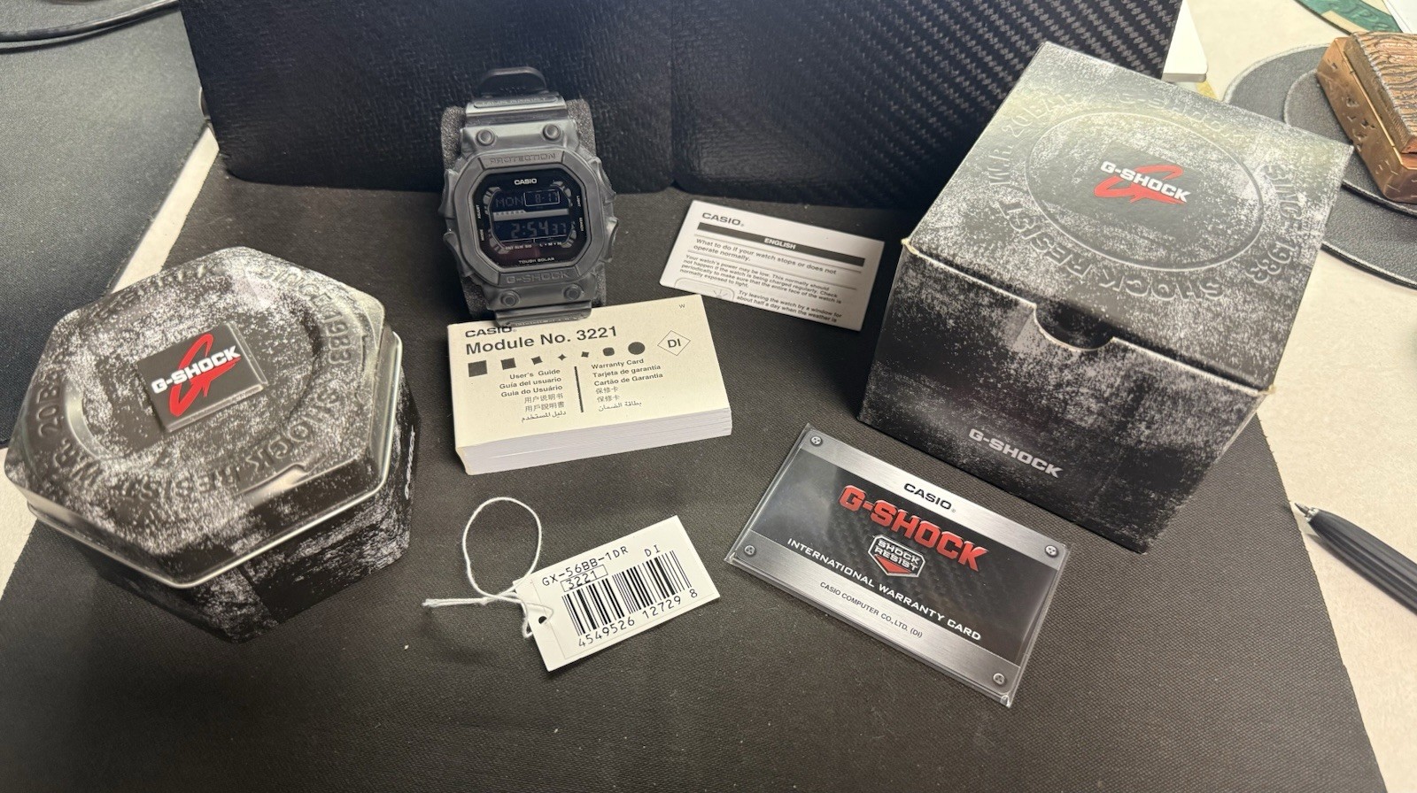 Casio G-SHOCK GX-56BB-1DR Men’s Tough Solar Digital Black Resin -Full Kit – KING