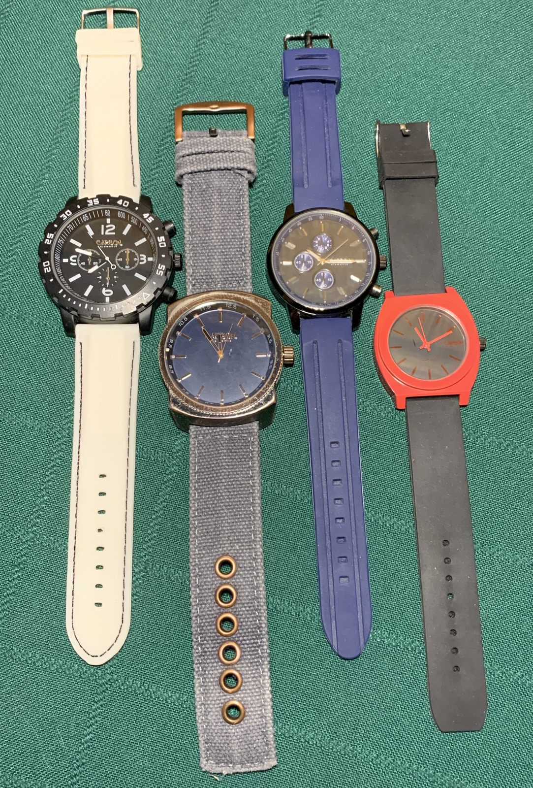 4 Vtg Carbon ELEMENTS Rose Gold Black Blue Red Mens Stopwatch Sports Watch Lot
