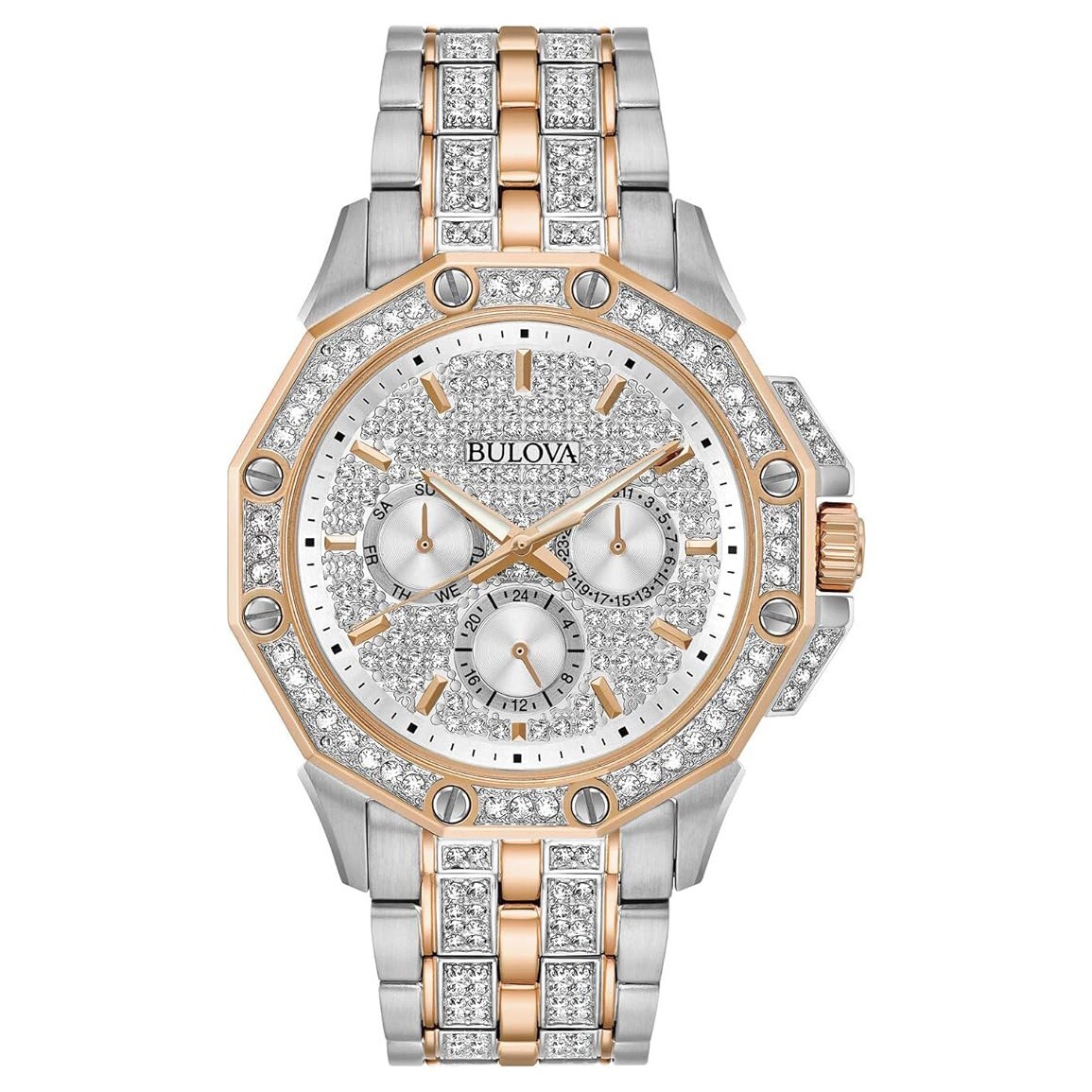 Bulova Men’s Silver Dial Silver-Tone Stainless Steel Band Analog Quartz Watch