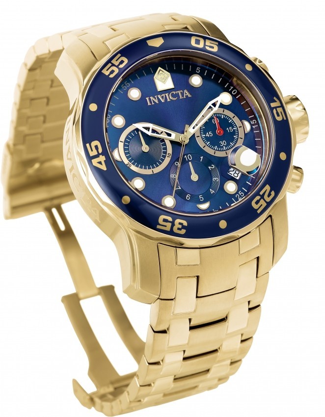 Invicta Pro Diver SCUBA Chronograph 18kt Gold Plated Men’s Watch, Gold 0073