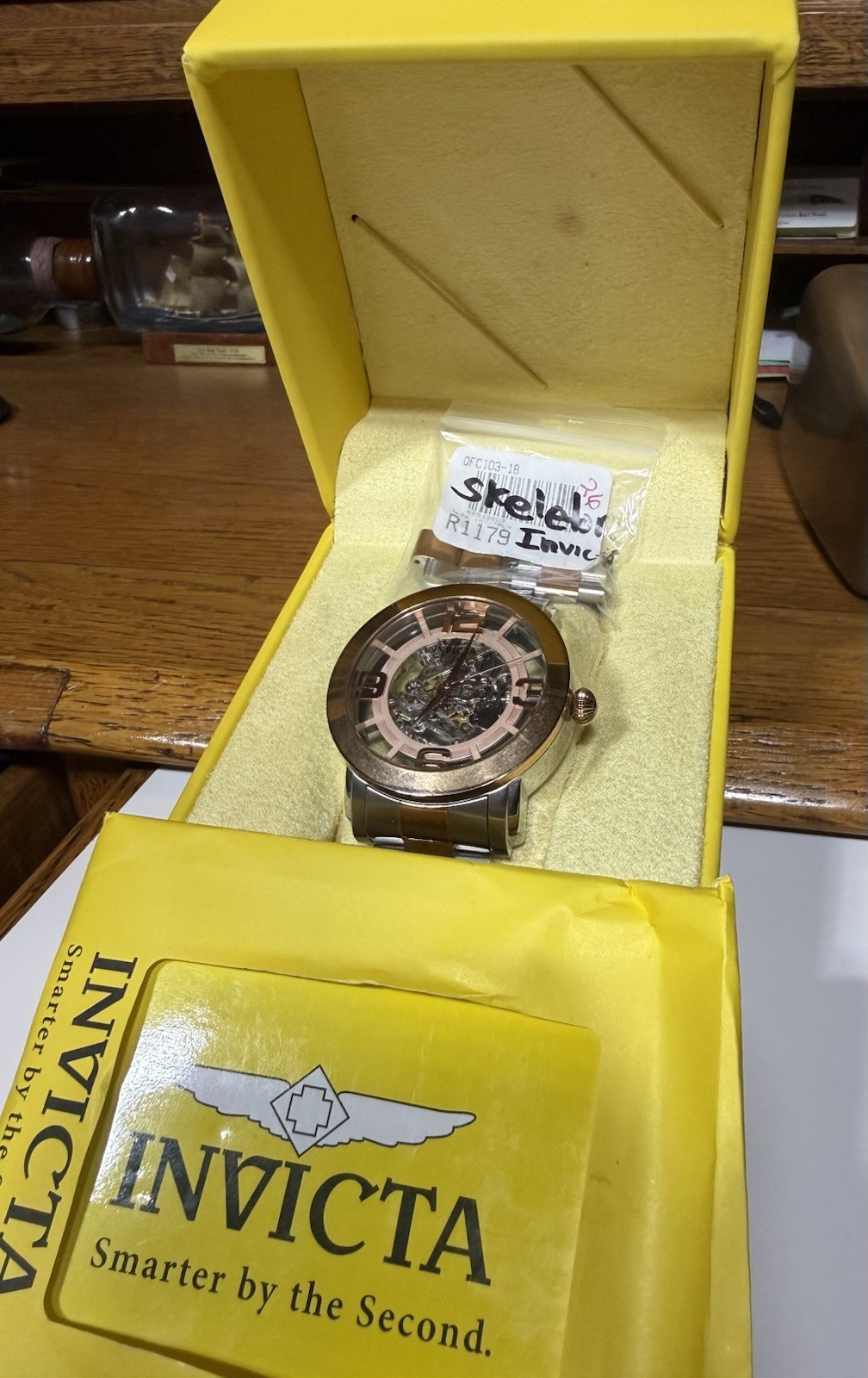Invicta Rose Gold/Siver Automatic Skeleton Watch Excellent Condition