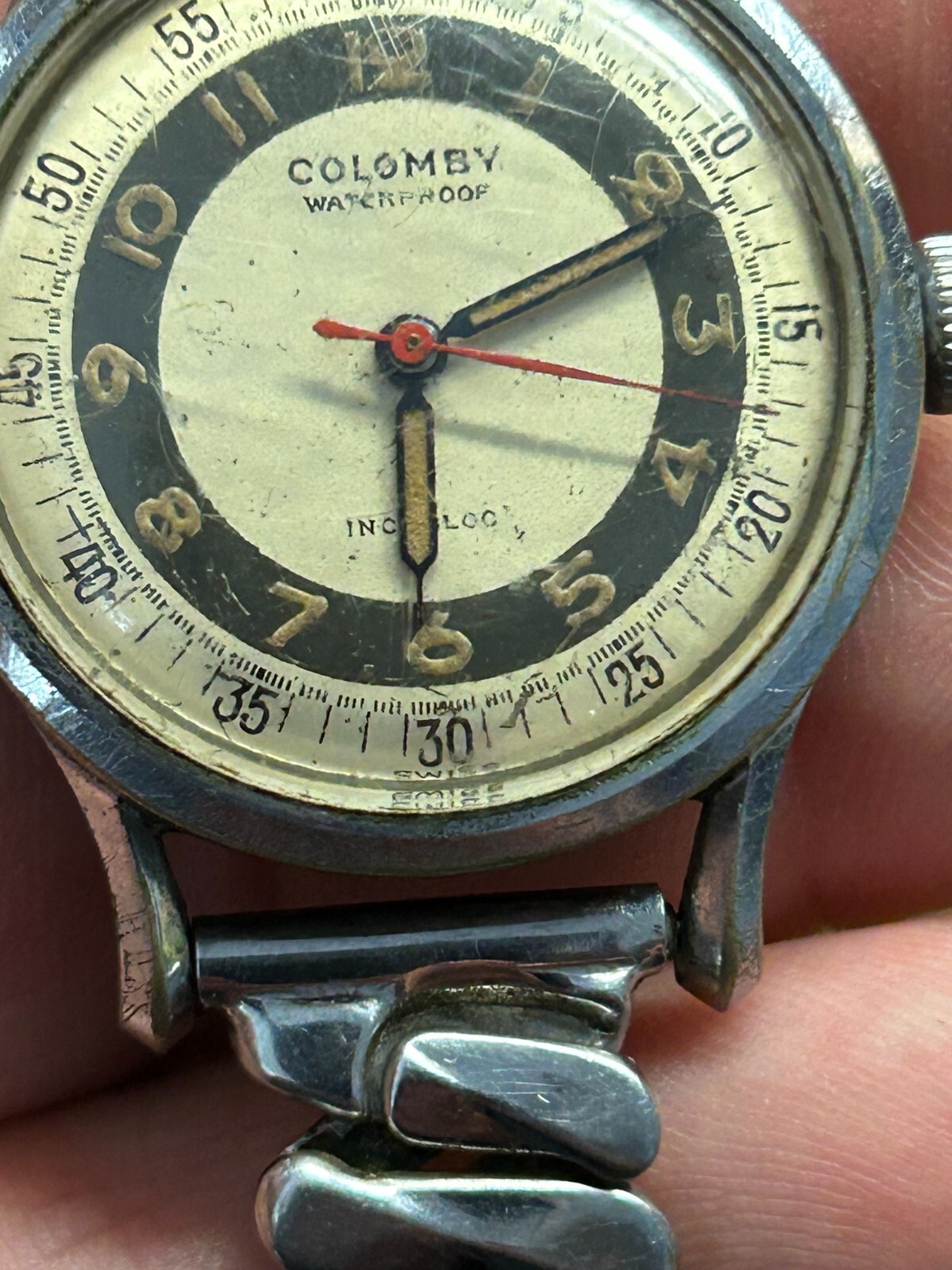 WWII era Navy Pilot Military WATCH Waterproof COLOMBY LIBAN Swiss WORKS GREAT