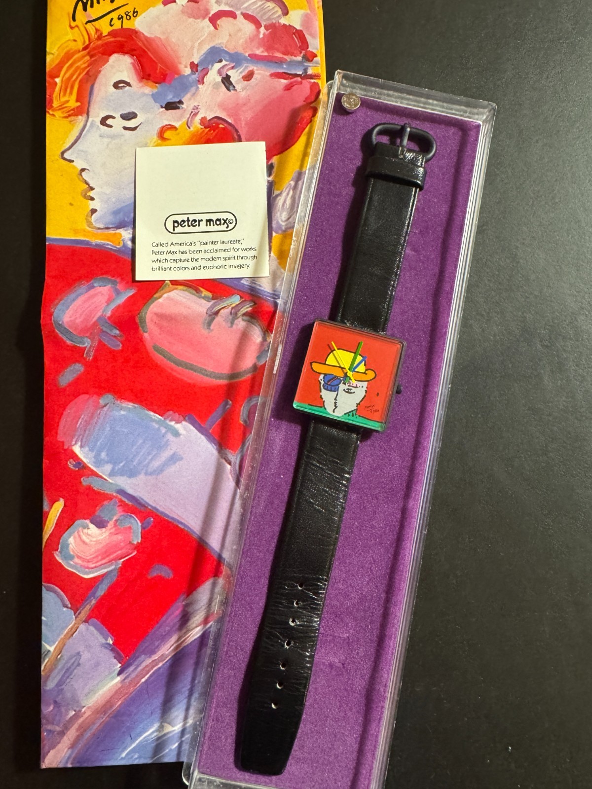 Peter Max Zero Man Pop Art Men’s Watch Square Face w/ Original Case