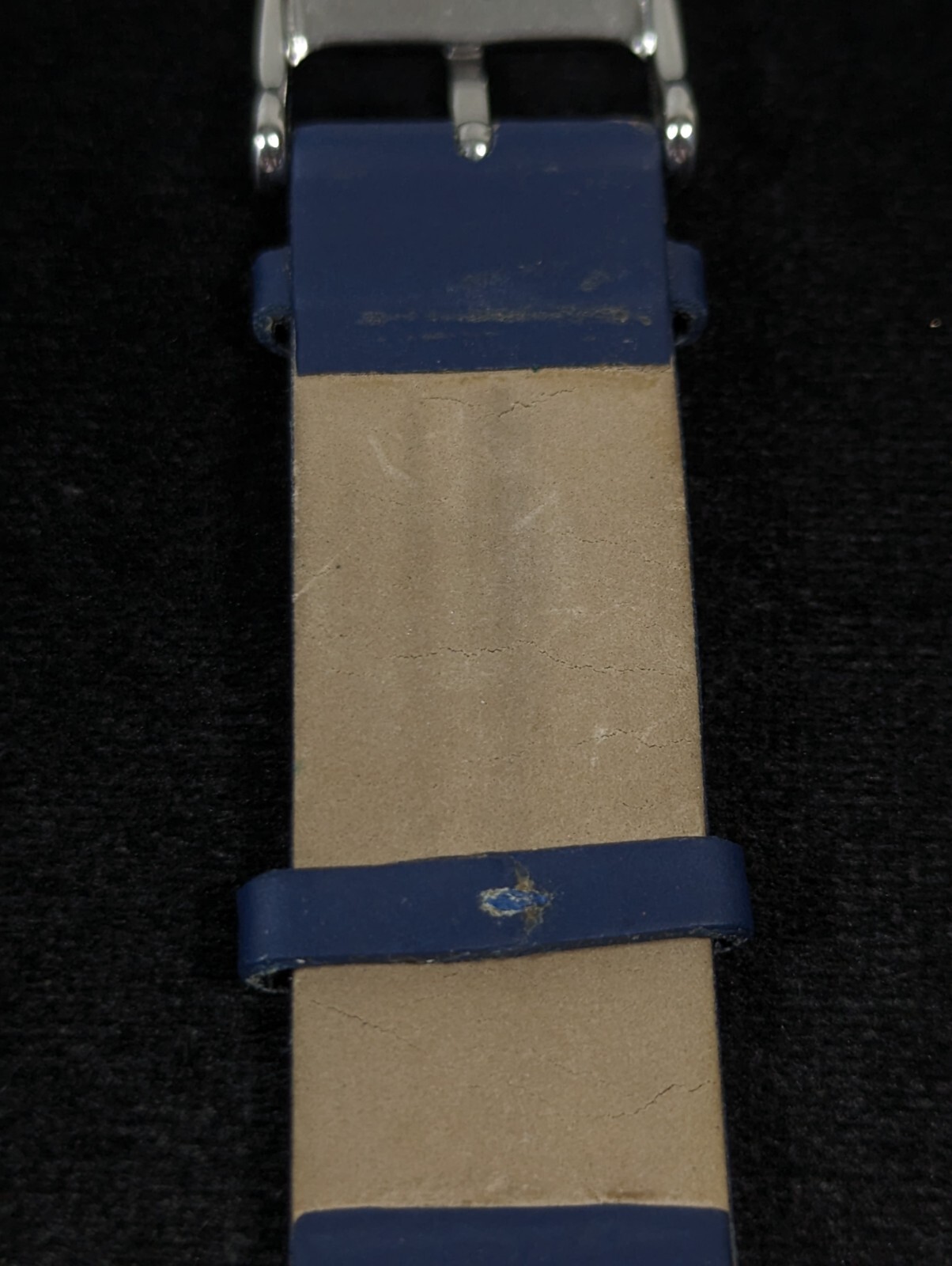 Coldwater Creek Silver Tone Dial Rectangle Case Blue Faux Leather Band Watch