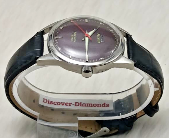 Vintage HMT Pilot Tropical Purple Dial Hand Winding Men’s Watch Black Leather
