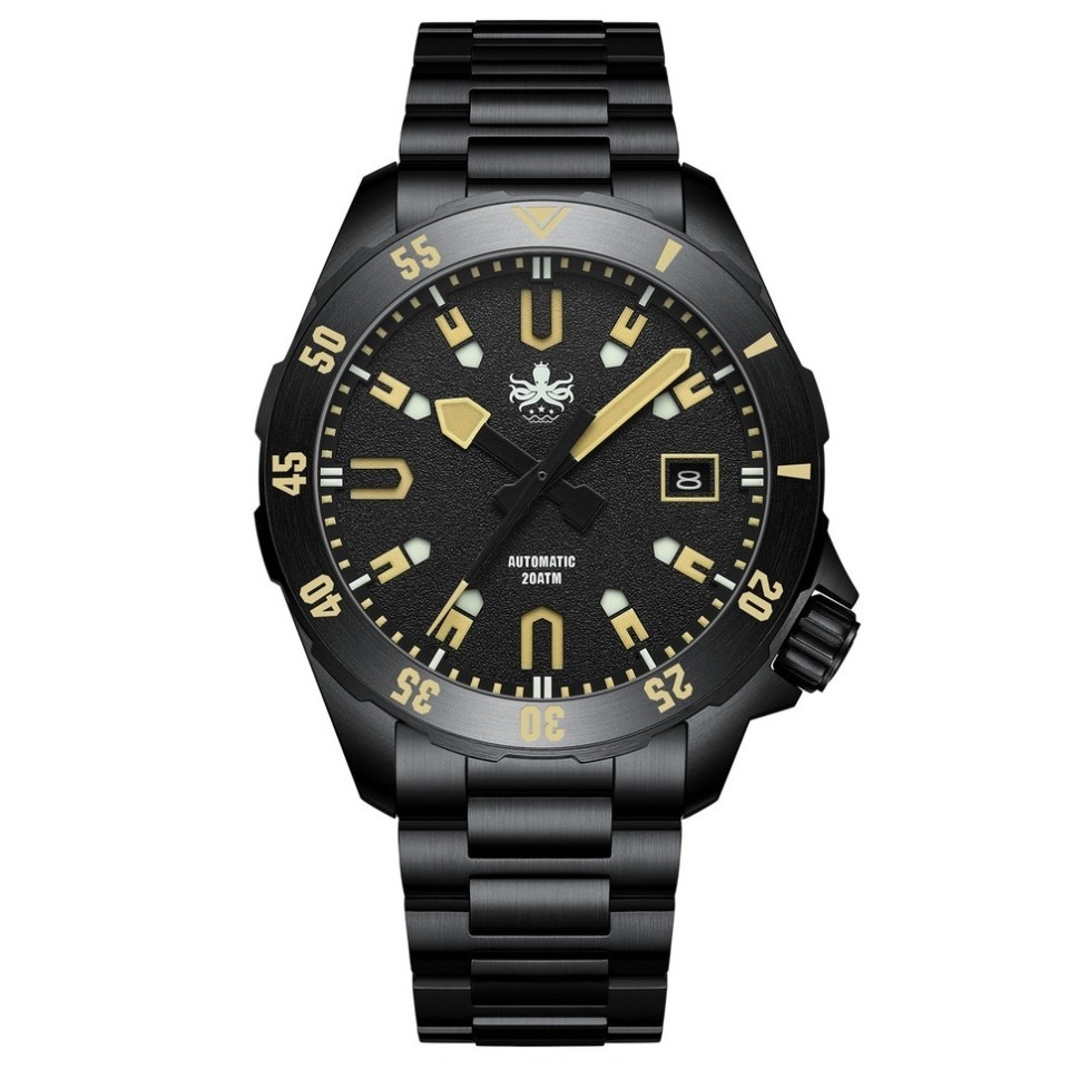 PHOIBOS Apollo PY056CX DLC Mens Diver Watch 200m Total Black