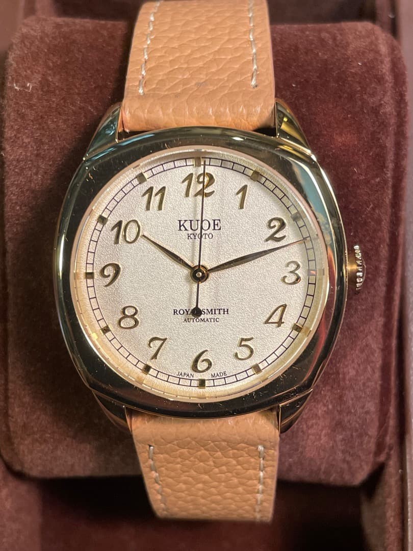KUOE Kyoto Royal Smith 90-008 Automatic Watch Champagne Dial Beige & Black Strap