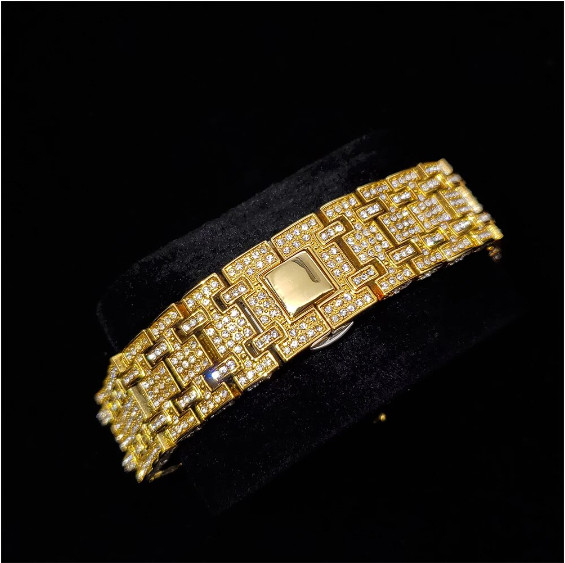 Arabic Hip Hop Luxury Ice out Men’s Watch Iced Bling Gold Cz Diamond Waterproof