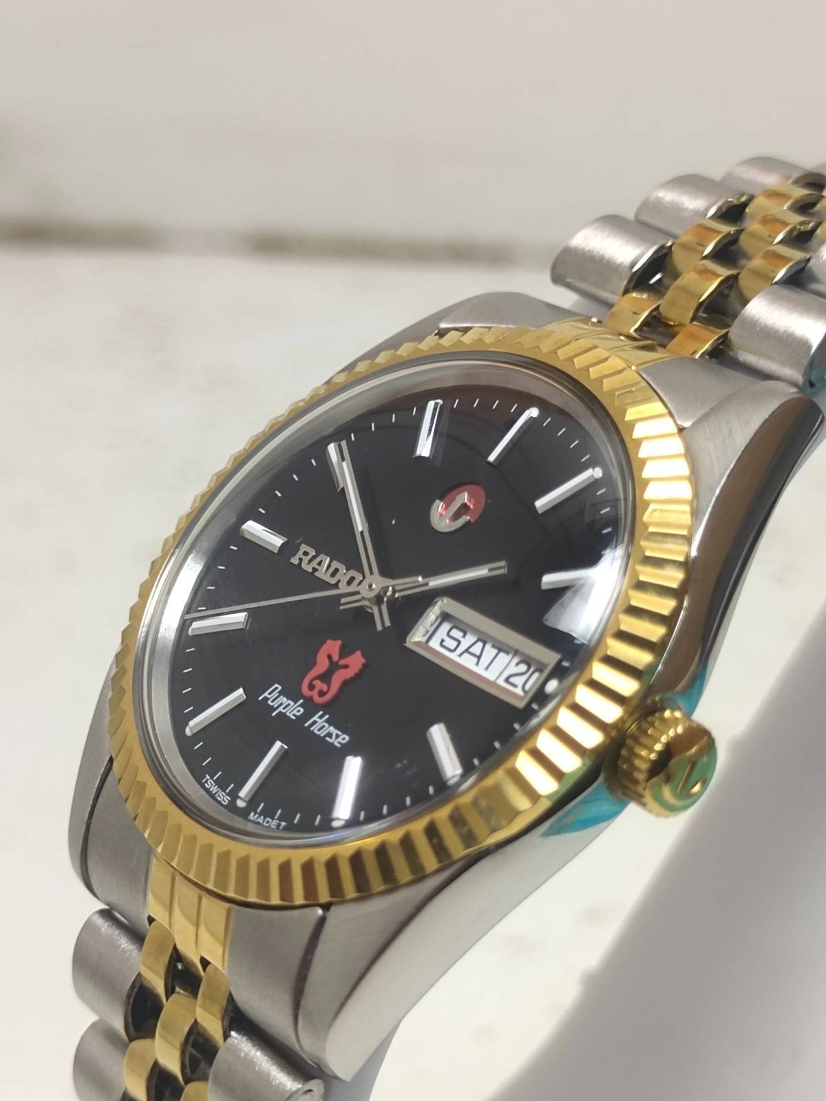 Rado Purple Horse Black Dial Day-Date Automatic Men’s Wristwatch two tone