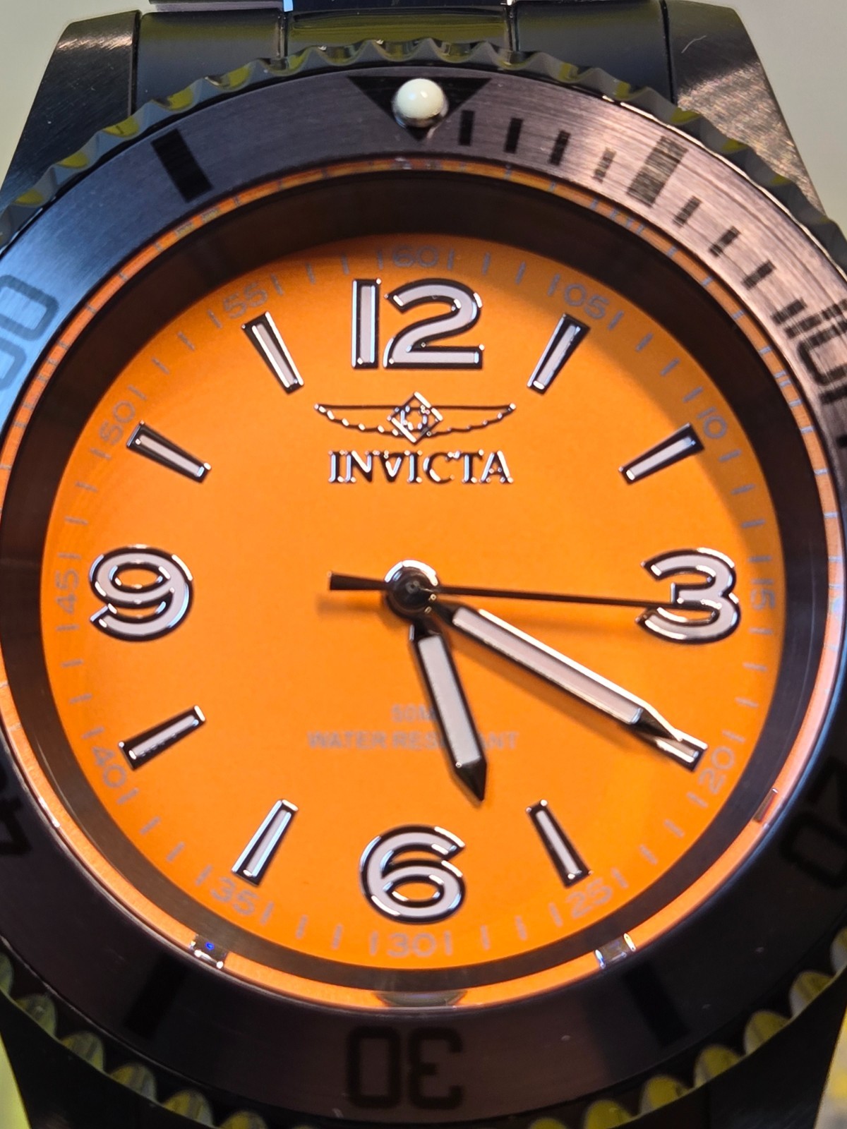 Invicta Specialty Men’s Watch 41mm Black with Black Bezel & Orange Dial NEW