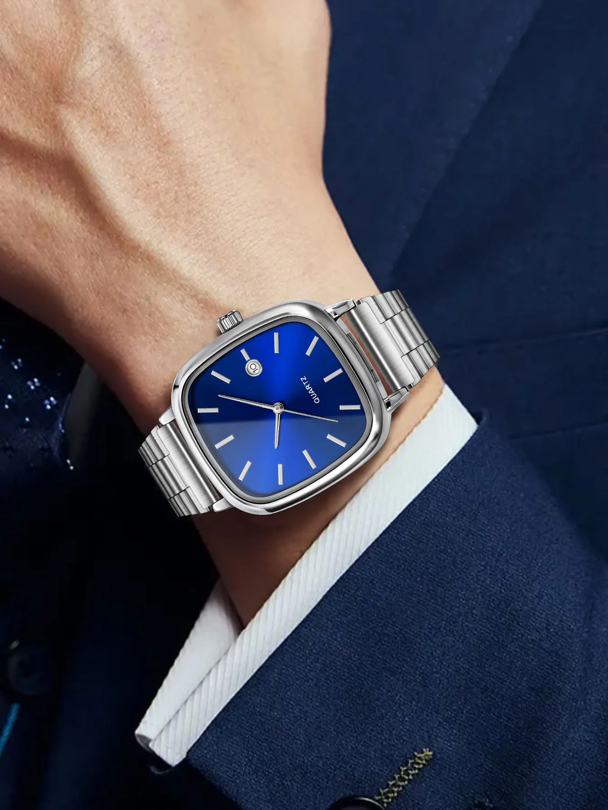 Modern minimalist square watch Business mens metal watch stainless