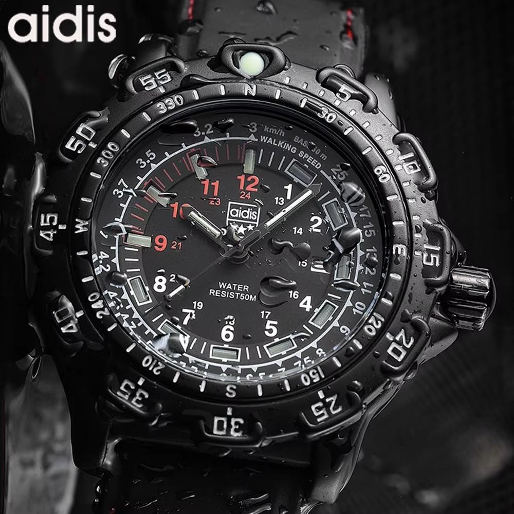 45MM ADDIESDIVE Military Quartz Dive Watch Men Silicone Waterproof Luminous NEW