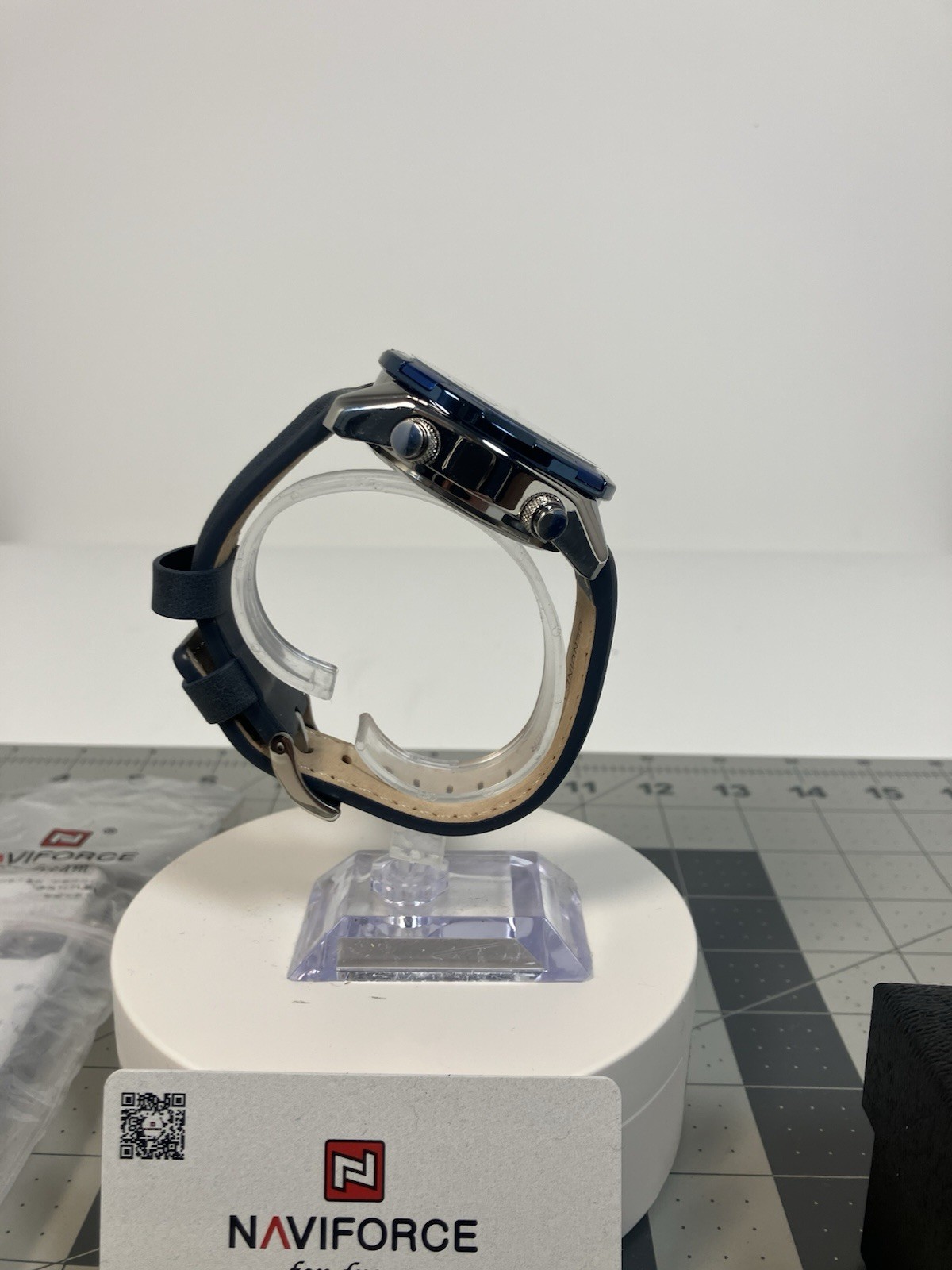 Naviforce Men NF9197 Sport Blue Leather Quartz Analog Diigtal 46mm Watch 7 1/2″