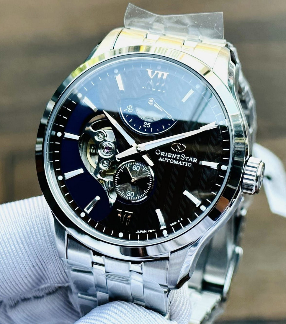 Orient Star Automatic Brown Blue Dial Men’s Watch Power Reserve RK-AV0B02Y