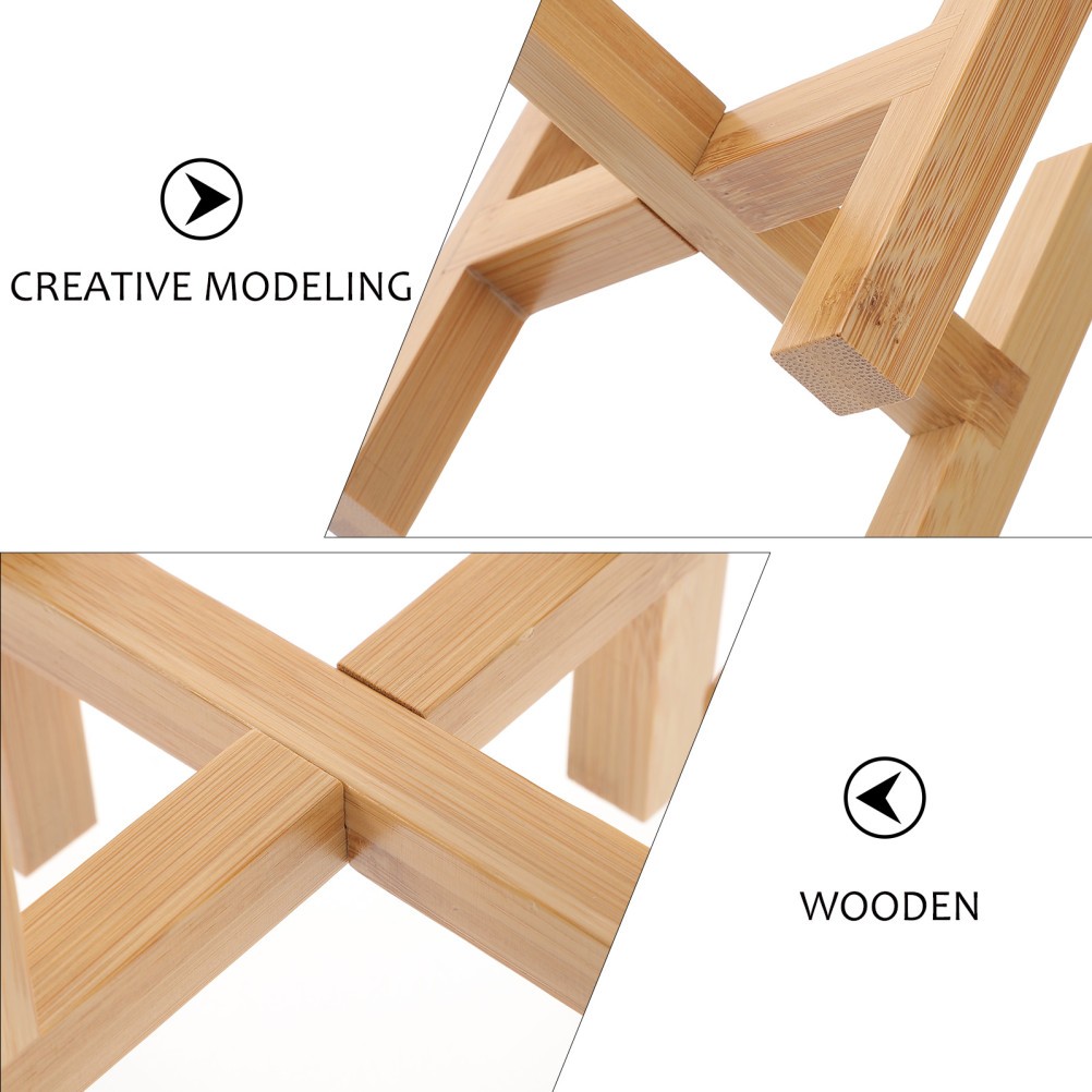 1Pcs Khaki Wooden Flower Rack Midsize Durable Flower Pot Holder
