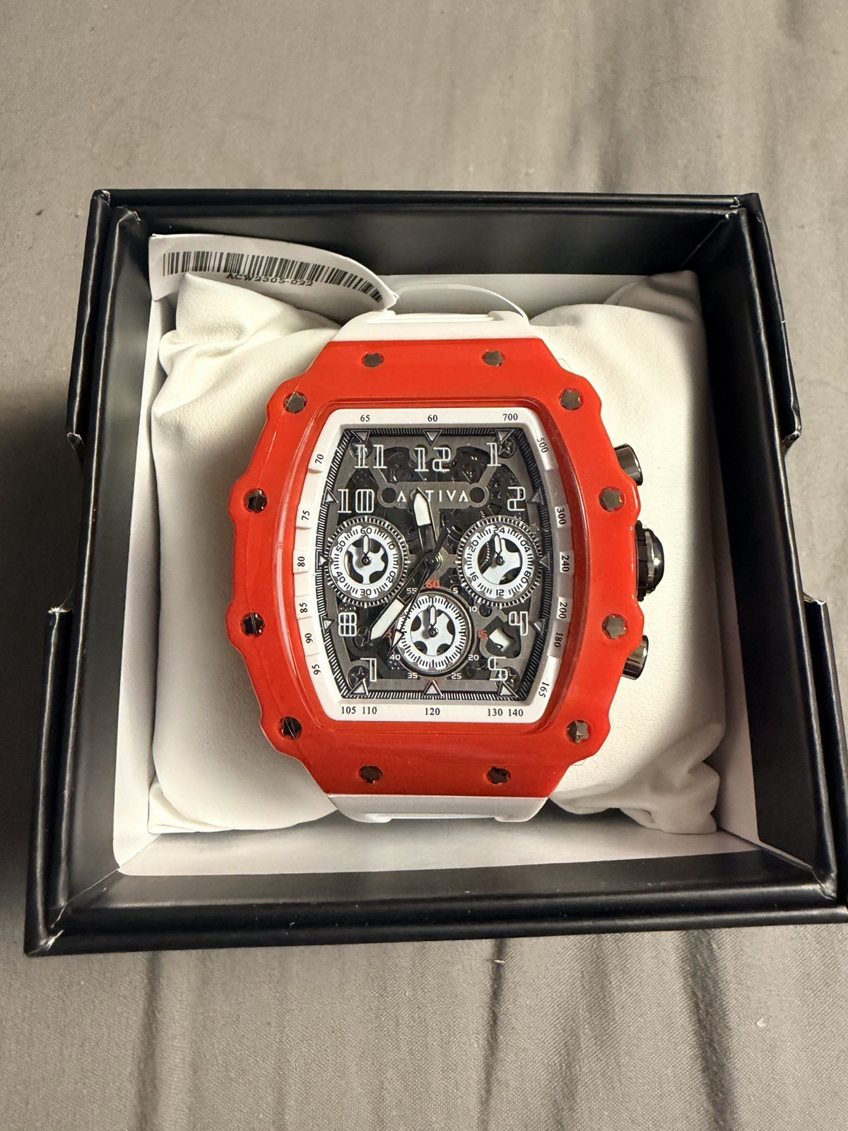 Activa Men’s Quartz Chronograph Wristwatch 50mm Red White Silicone 3 ATM w/ Box