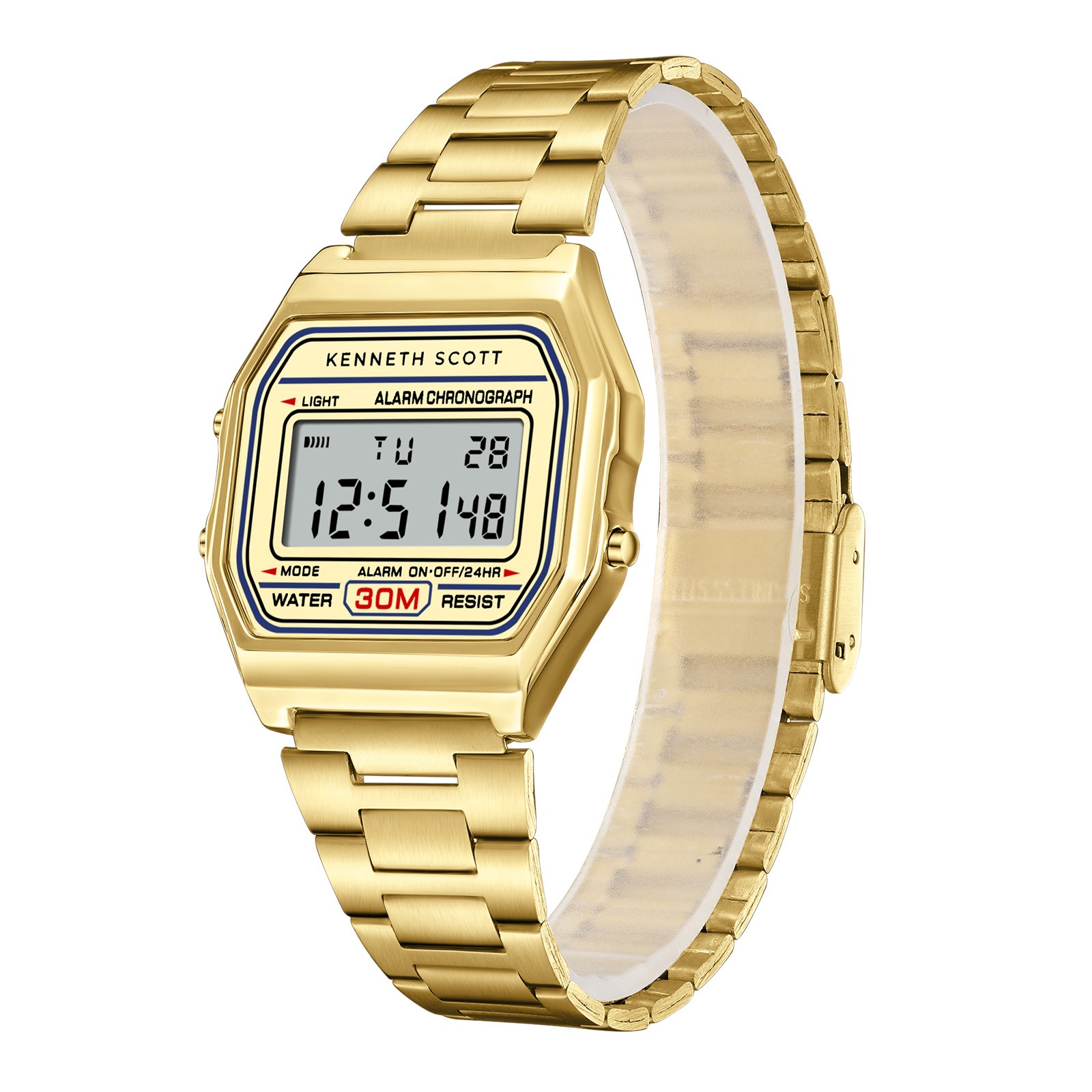 Kenneth Scott Men’s Digital Watch | Champagne Dial, 33mm, 30 m (3 ATM)