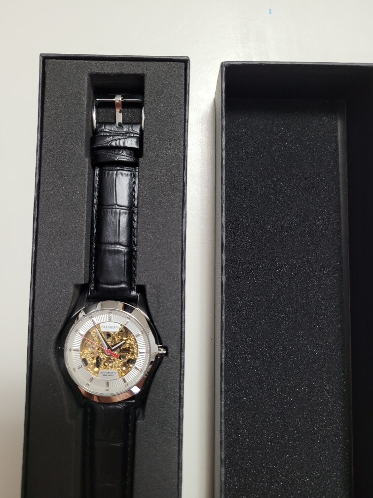Men’s Automatic Skeleton Ivory Dial Black Strap NIB Perfect gift (NOW $215)