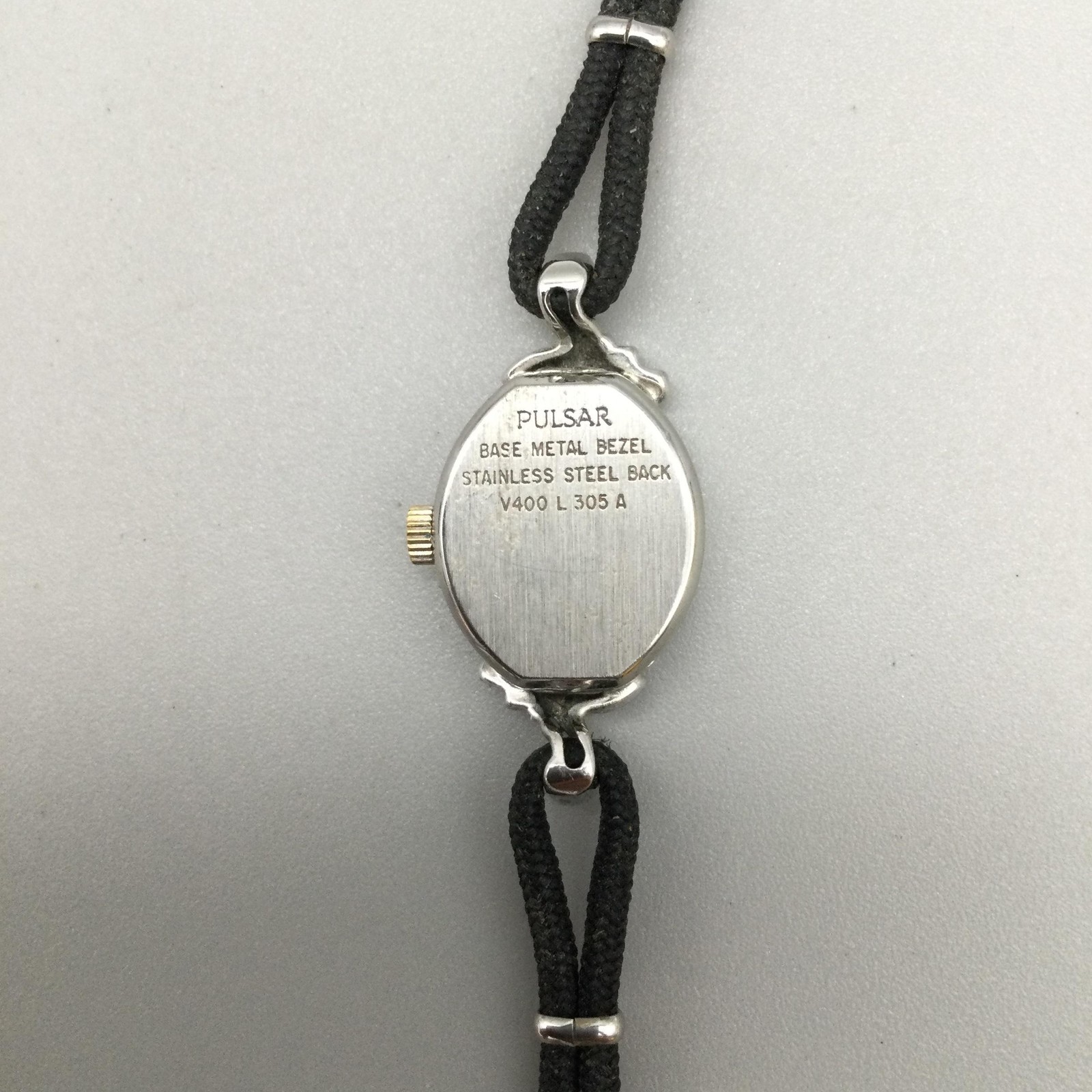 Vintage Pulsar Womens Watch 13mm Silver Tone Cord V400 L305A New Battery 6.25″