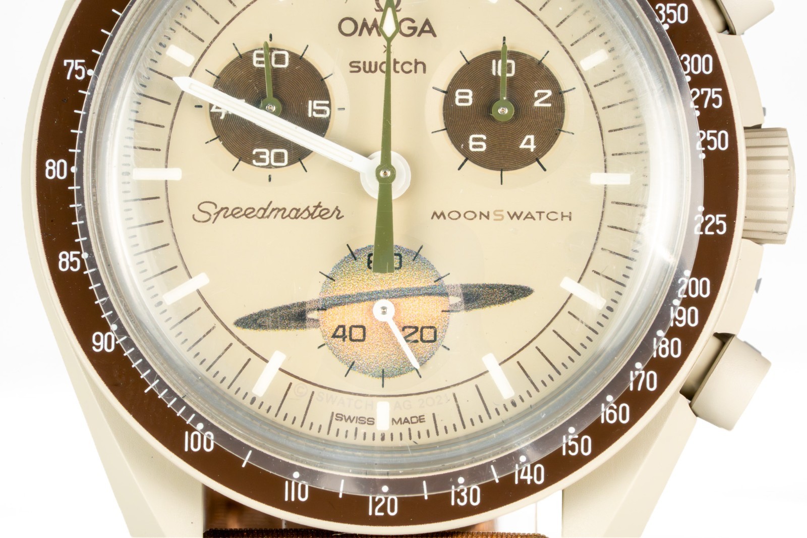 Swatch x Omega Bioceramic Moonswatch Mission To Saturn 42 mm Beige…