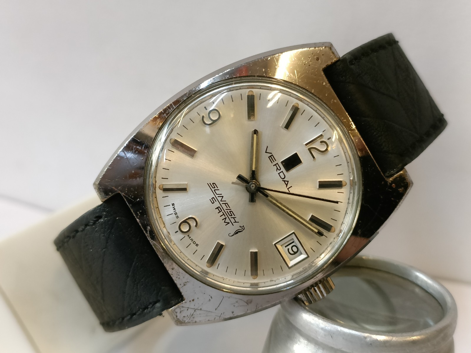VERDAL SUNFISH 17J WINDING SILVER DIAL 4229 SWISS MEN’S WORKING CONDITION