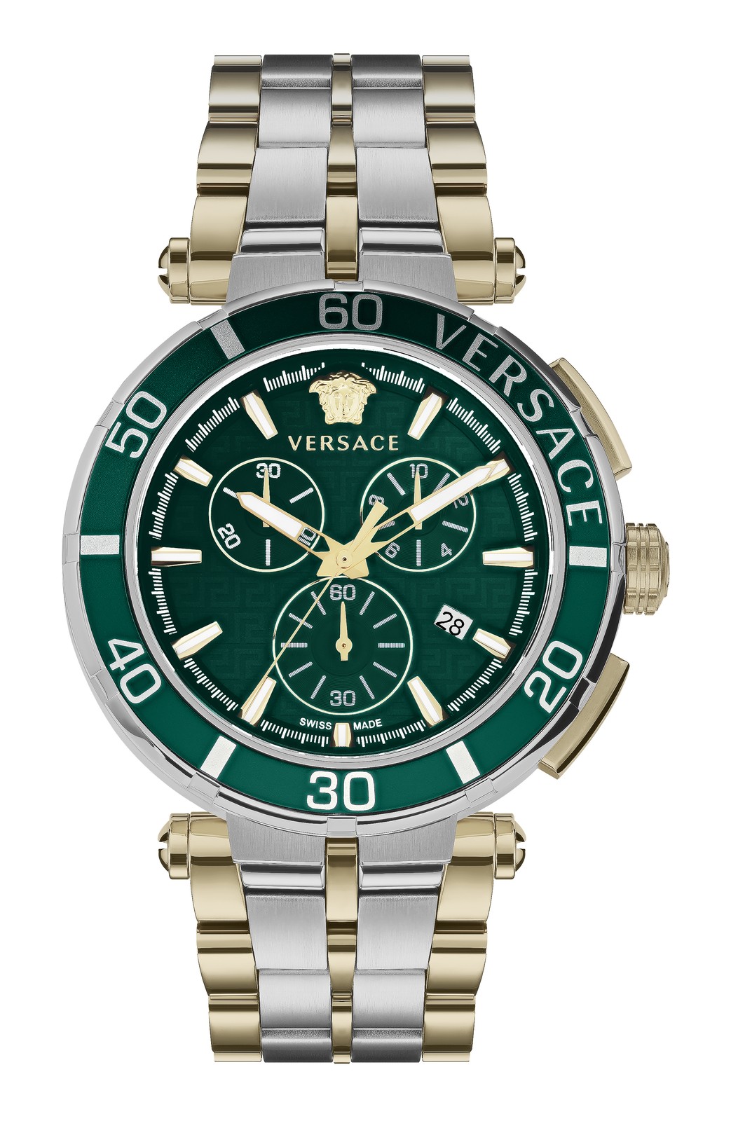 Versace Mens Two Tone 45mm Bracelet Fashion Watch