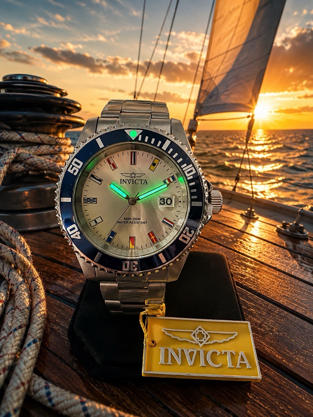 Invicta Pro Diver Jet Setter 49885 Men’s Watch 40mm Silver Dial Blue Bezel Steel