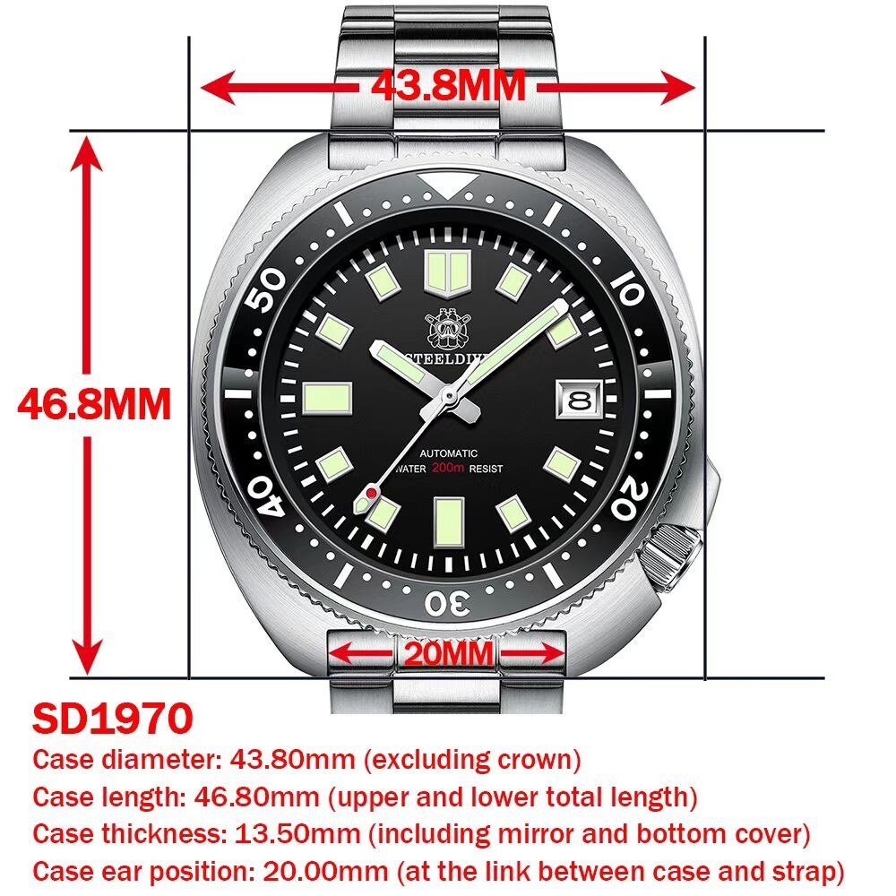 Steeldive SD1970 Turtle Captain Willard V2 NH35 Seiko Sapphire Diving Watch