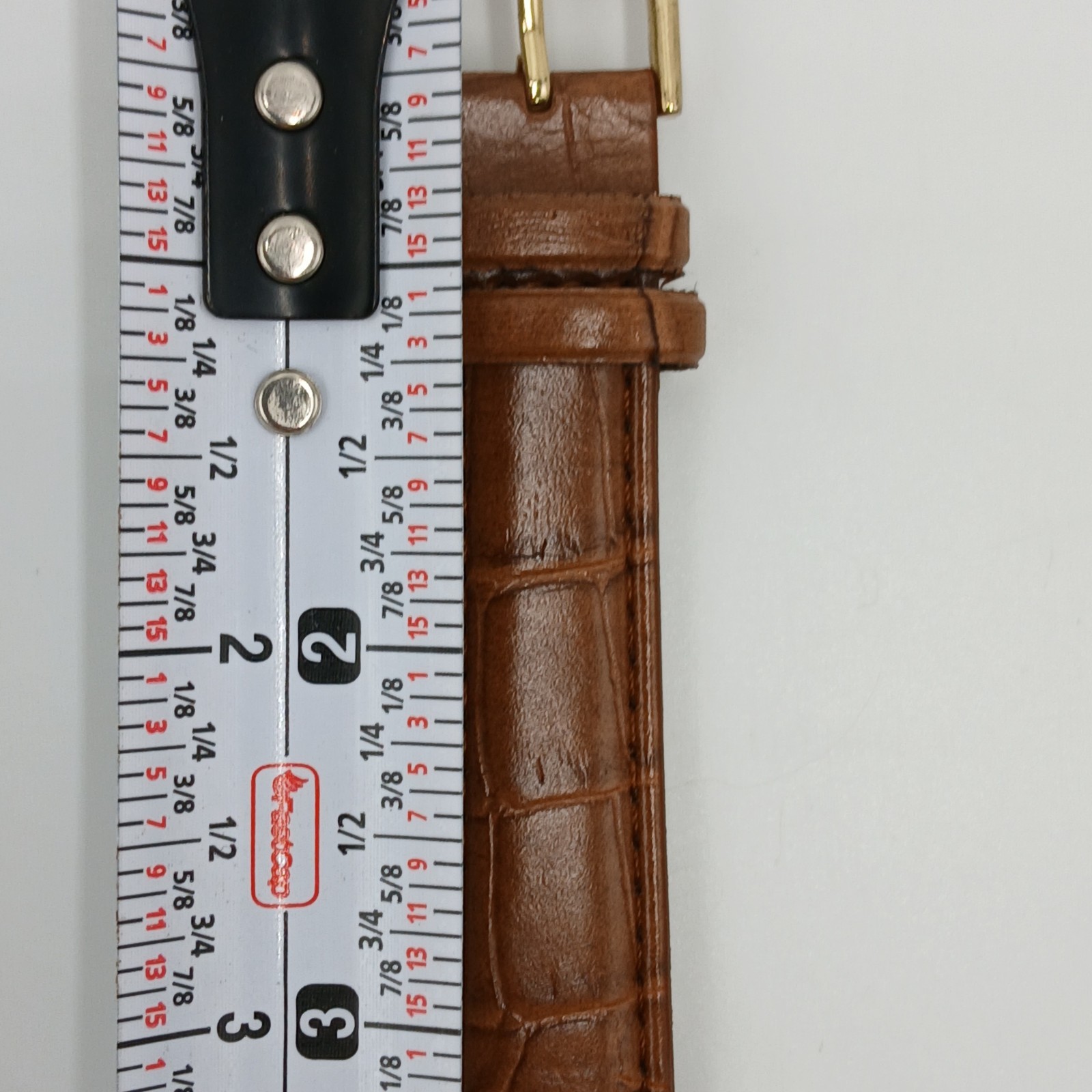 Quartz Watch Unisex Gold Tone Brown Faux Croc Skin upto 8.5in Seconds Hand Japan