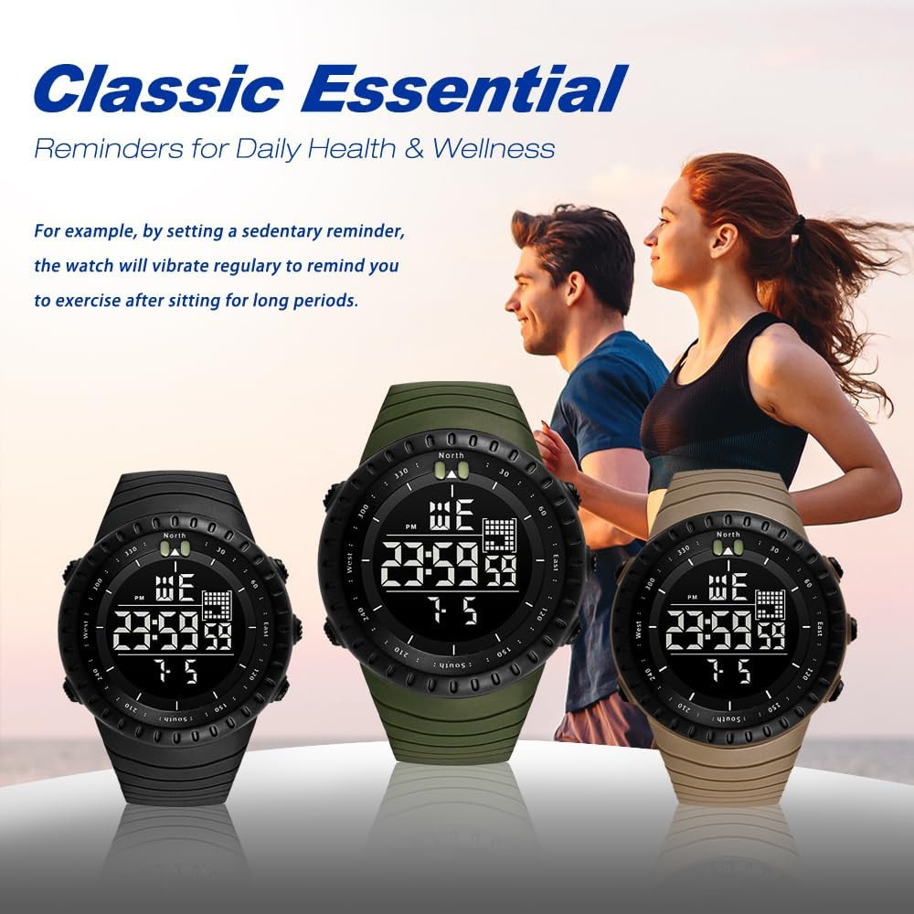 KXAITO Men’s Military Digital Sports Watch 50M Waterproof LED Alarm Stopwatch