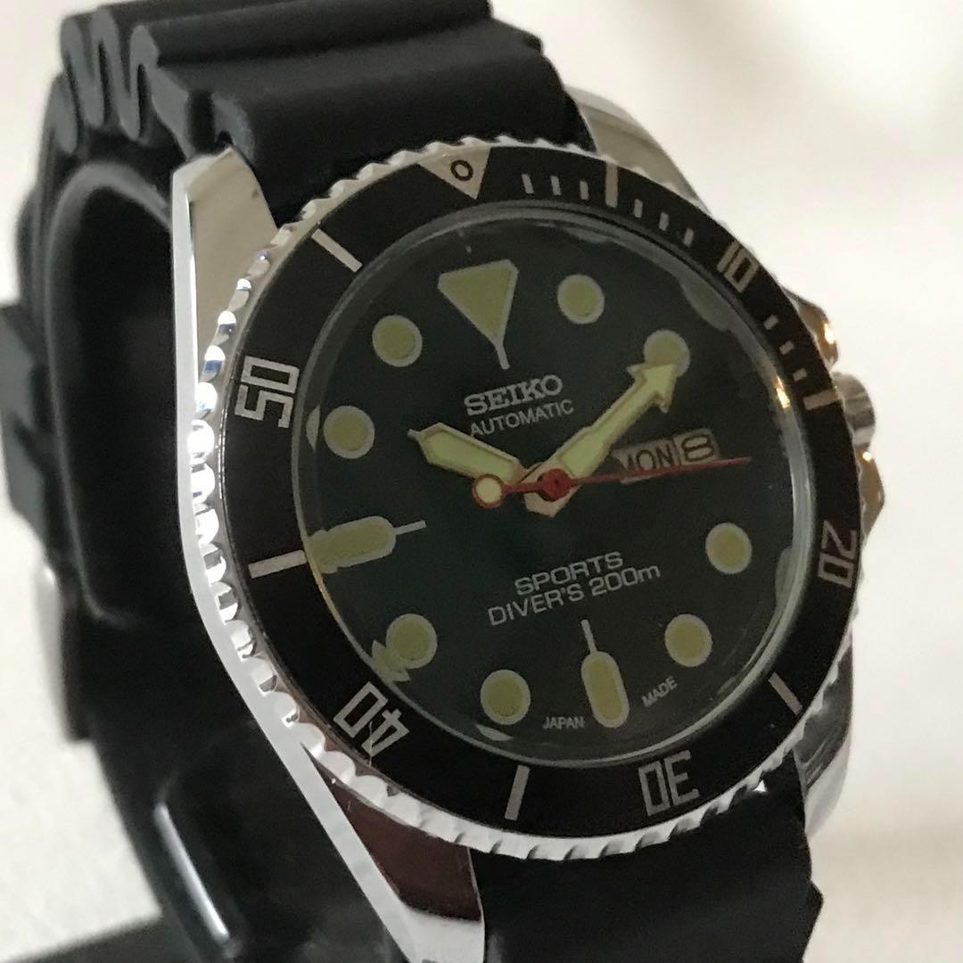 Seiko Diver Automatic Watch US 6 / UK 4 Black Green Vintage Japan Auth 064660