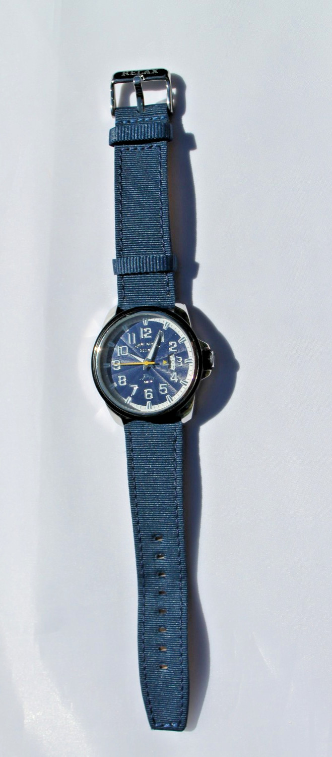 Tommy Bahama Relax RLX1139 Regatta Mens Watch Blue Dial Canvas Leather Strap