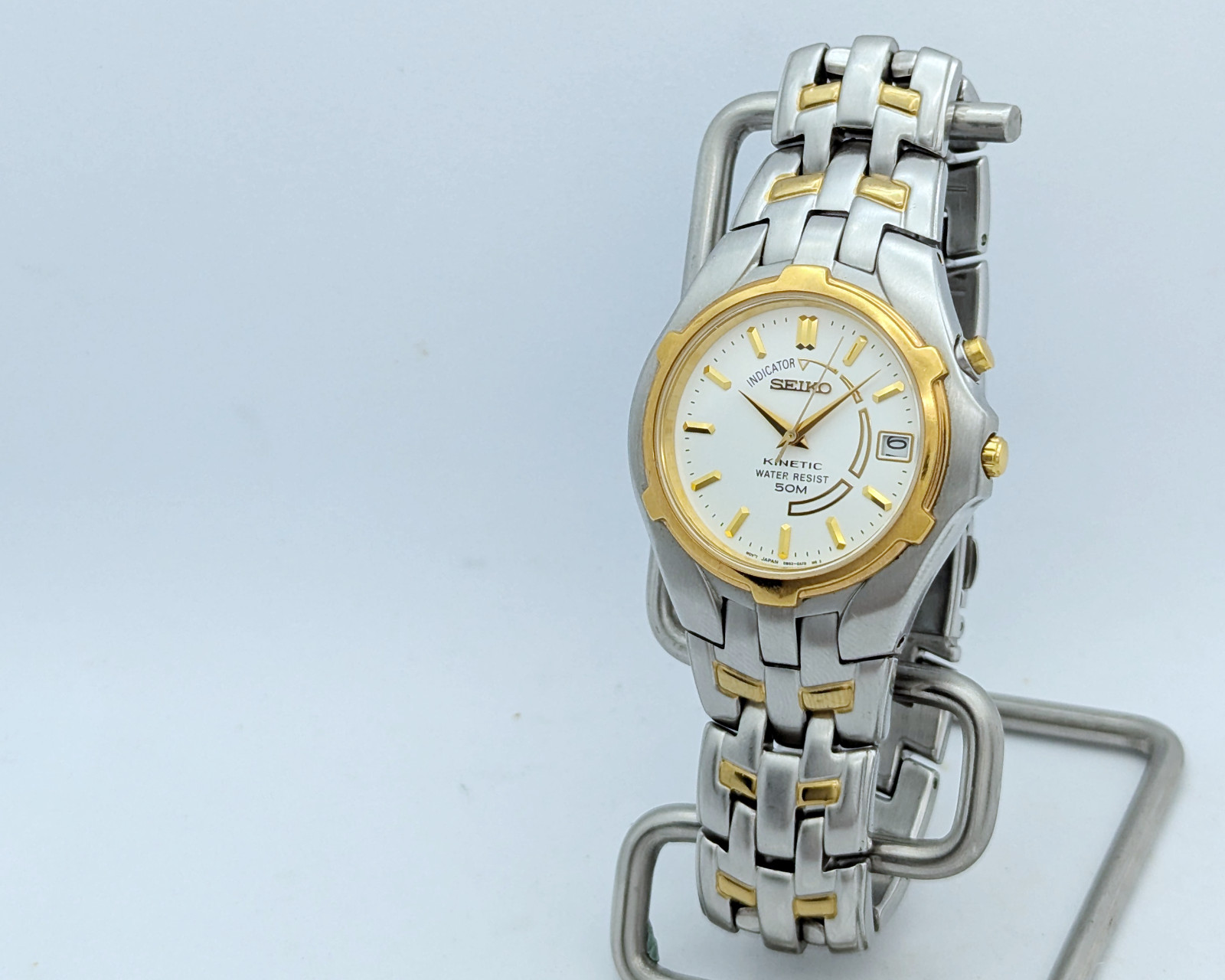 Seiko Kinetic SKA040 5M62-0A89 Two-Tone White Dial | New Capacitor