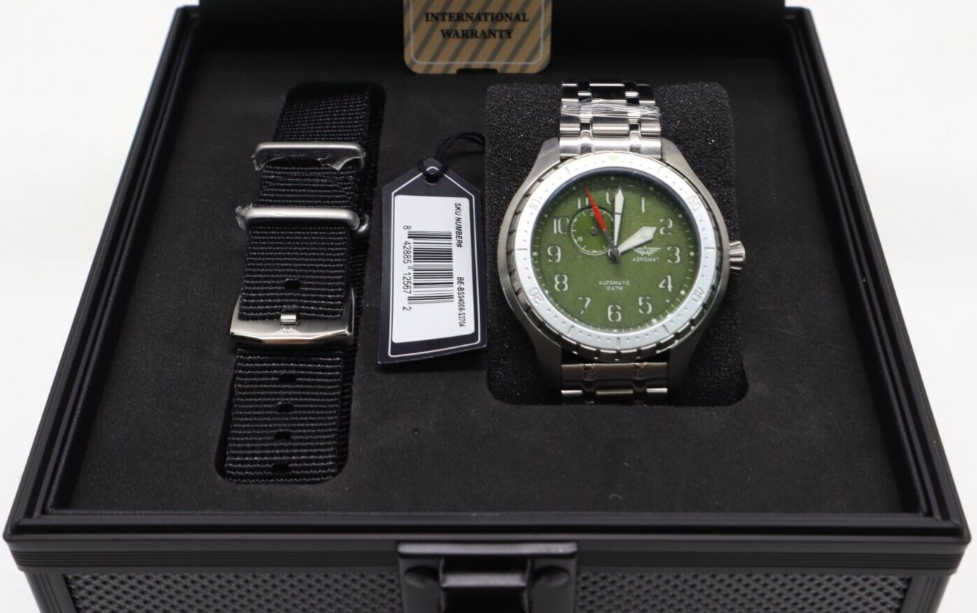 Aeromatic Pilot Beluga Jet Black Automatic Stainless Steel Mens Watch New In Box