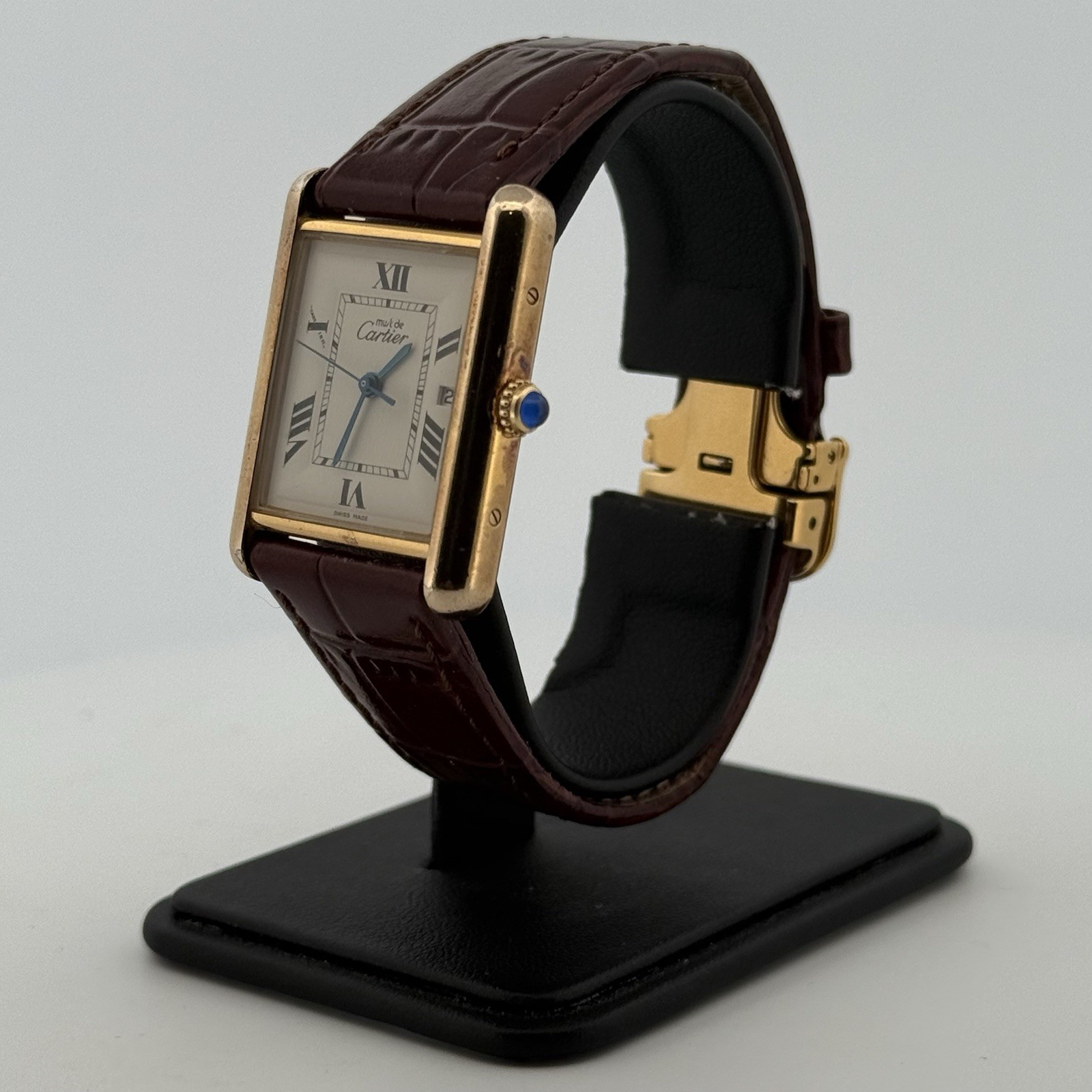 Cartier Must de Cartier Tank Vermeil Date 25mm Quartz Men’s Watch Ref. 2413