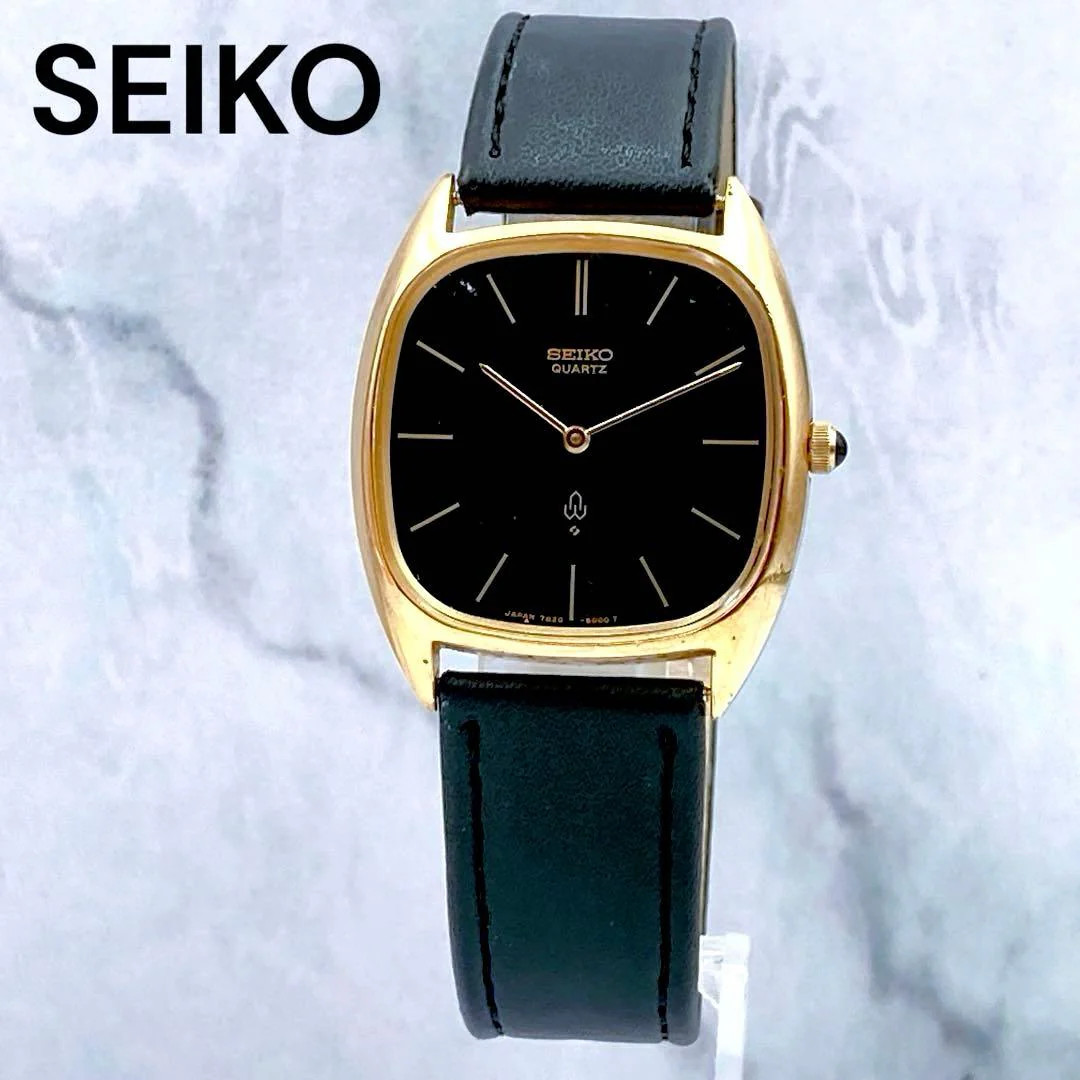 SEIKO Chariot 7820-5000 Gold Plated Square Gold Dial Quartz Watch