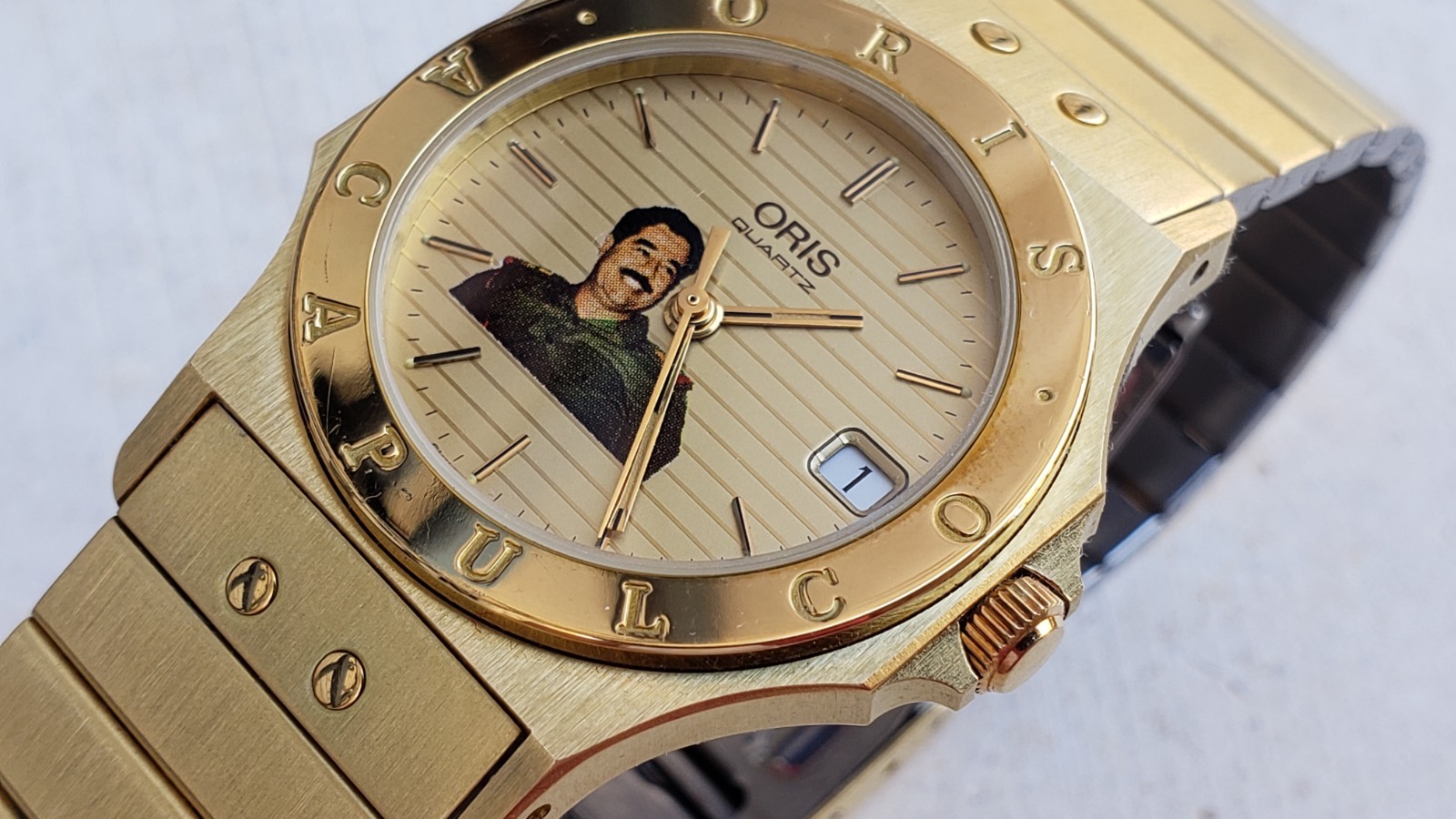Rare Mint Oris Saddam Hussein Of Iraq 🇮🇶 33mm Quartz Mens Watch