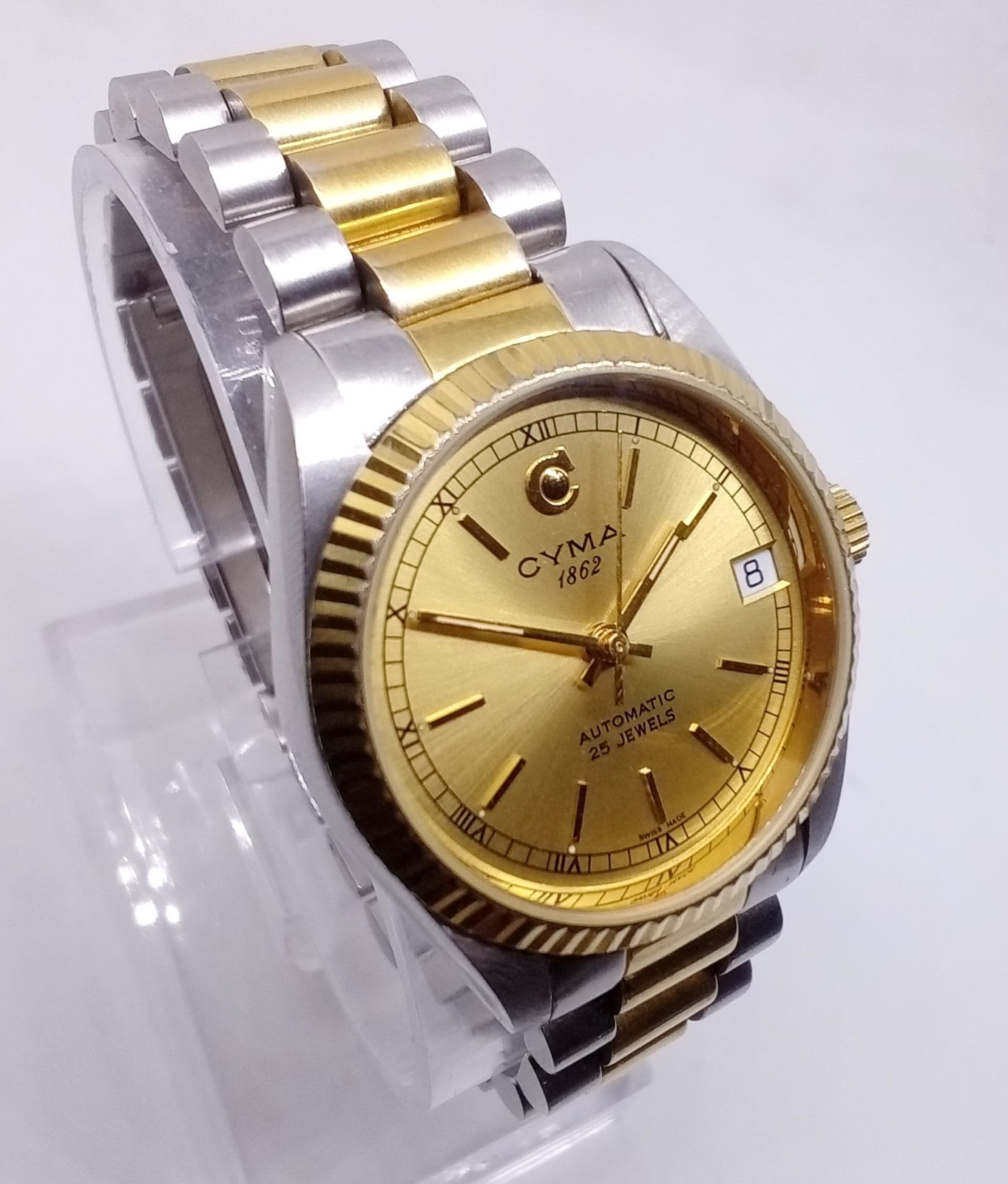 CYMA 1862 vintage Auto,Sapphire Crystal N-Mint, sharp fluted bezel,Unisex-Adults