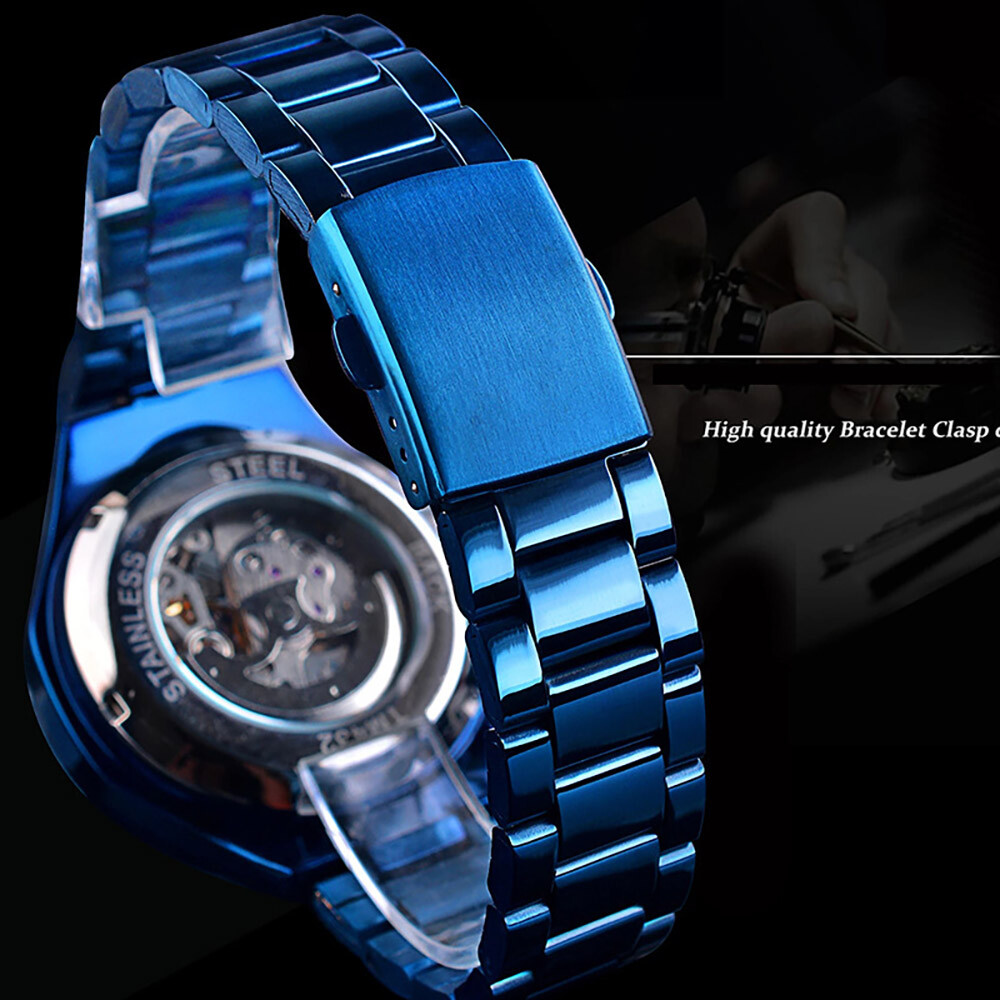 WINNER Men’s Stainless Steel Watch Luxury Skeleton Automatic Mechanical Watches